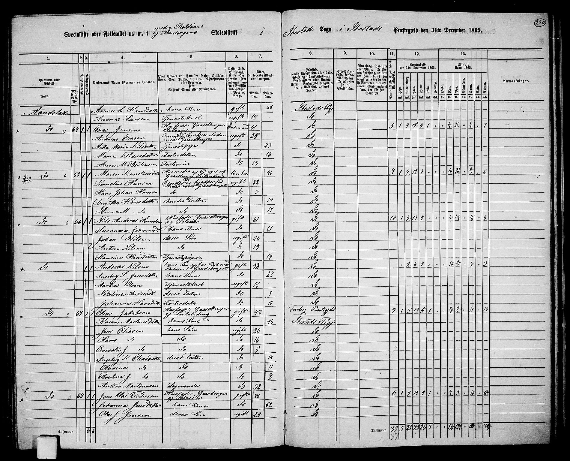 RA, 1865 census for Ibestad, 1865, p. 205