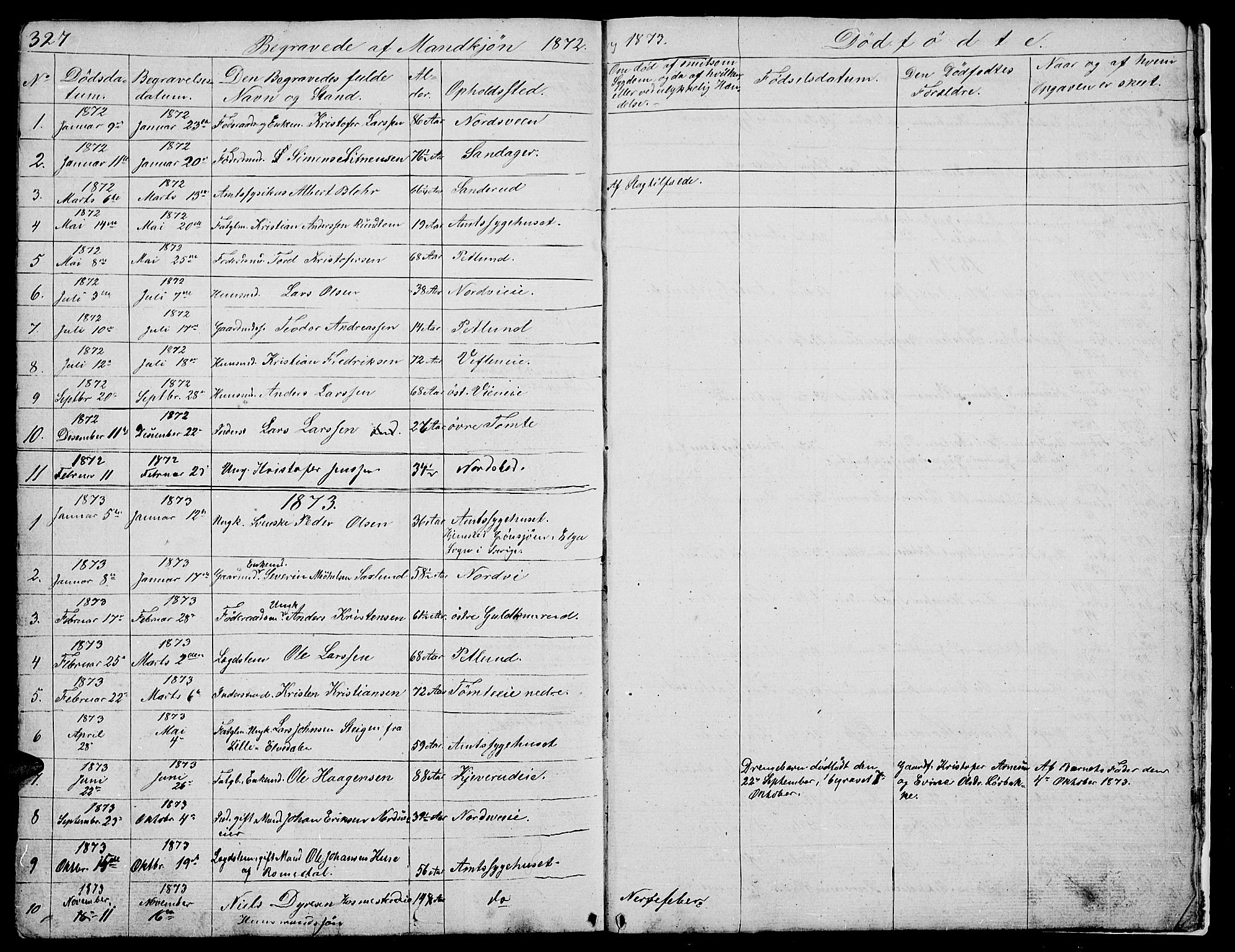 Stange prestekontor, SAH/PREST-002/L/L0002: Parish register (copy) no. 2, 1838-1879, p. 327