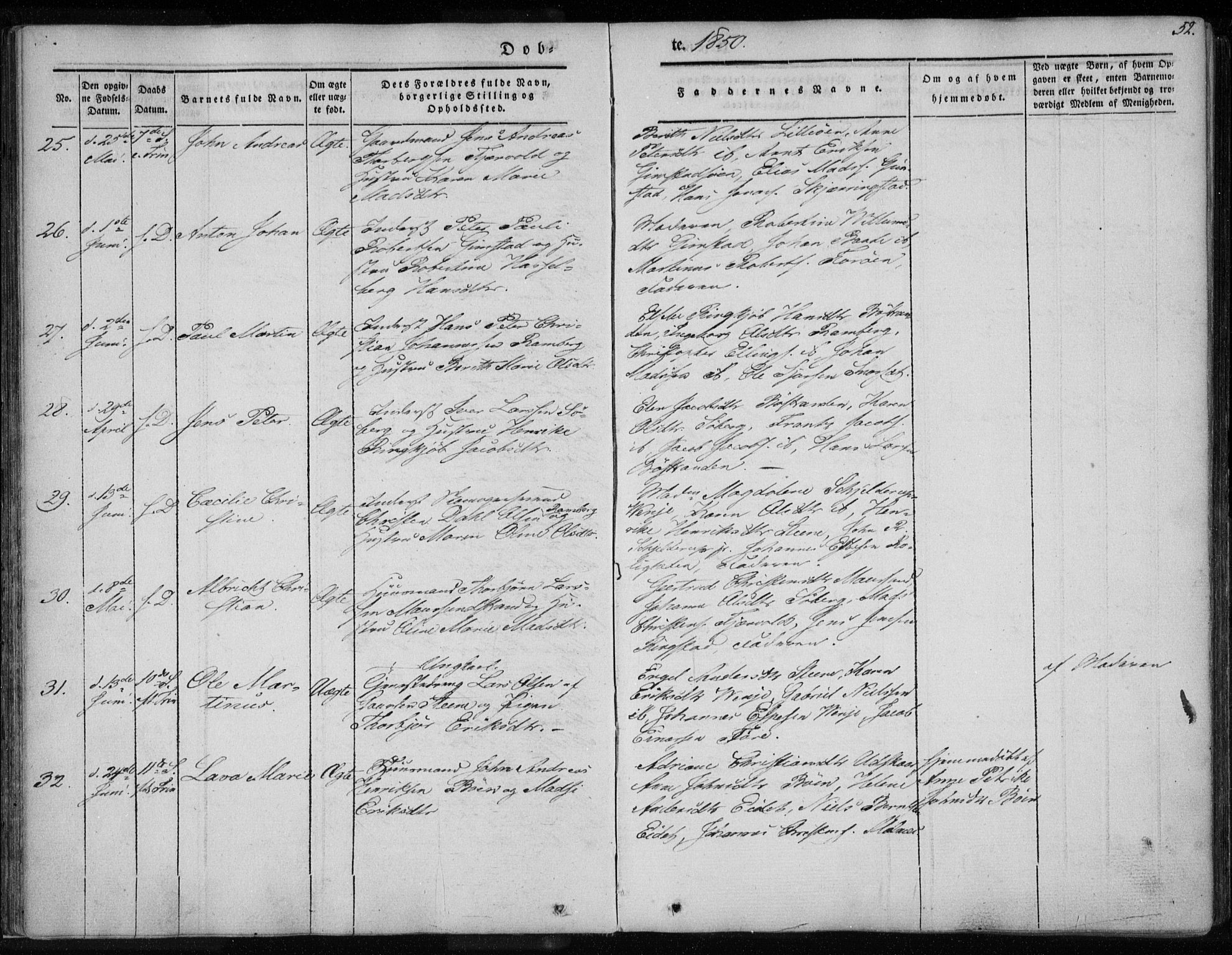 Ministerialprotokoller, klokkerbøker og fødselsregistre - Nordland, SAT/A-1459/891/L1299: Parish register (official) no. 891A04, 1841-1856, p. 52