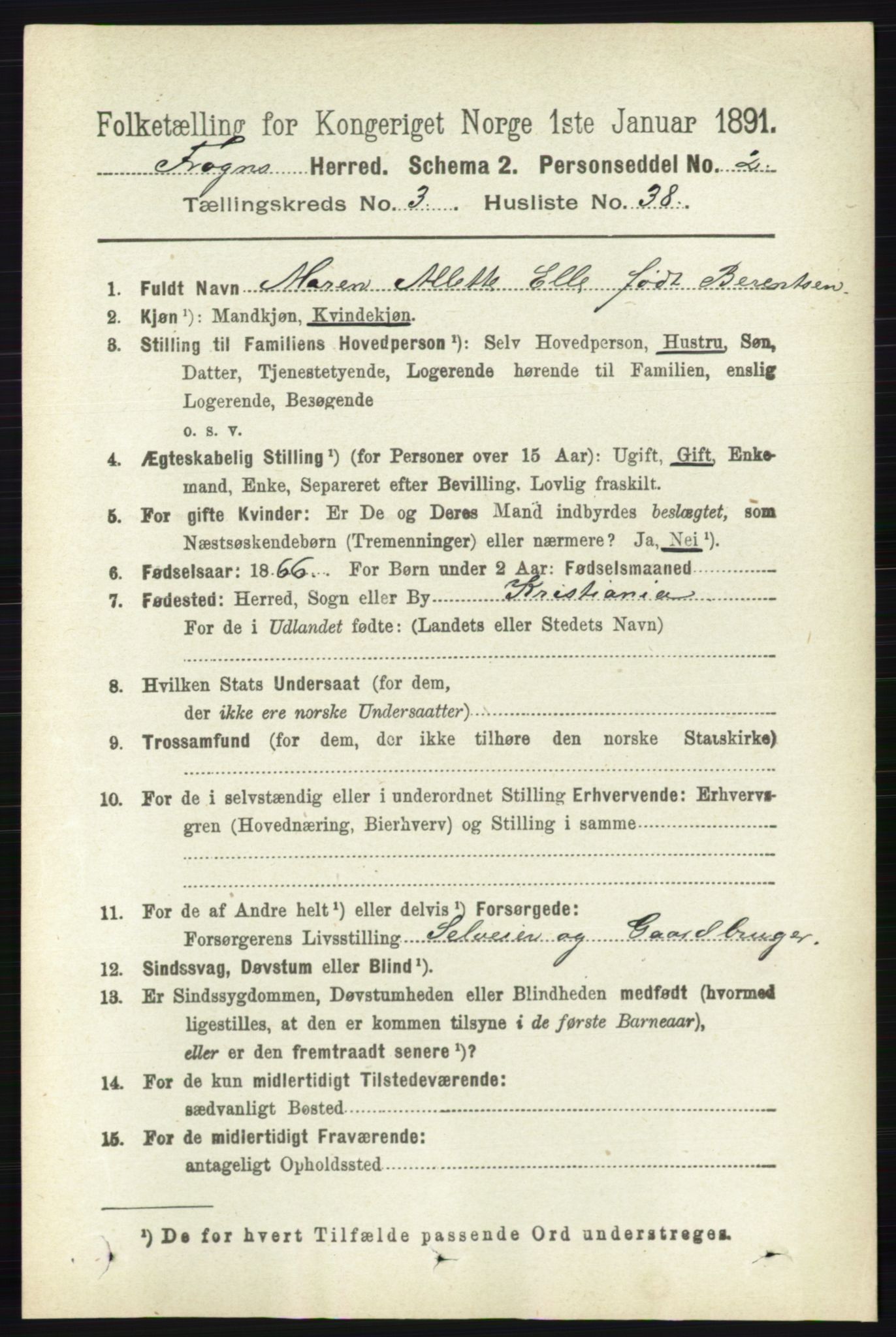 RA, 1891 census for 0215 Frogn, 1891, p. 2130