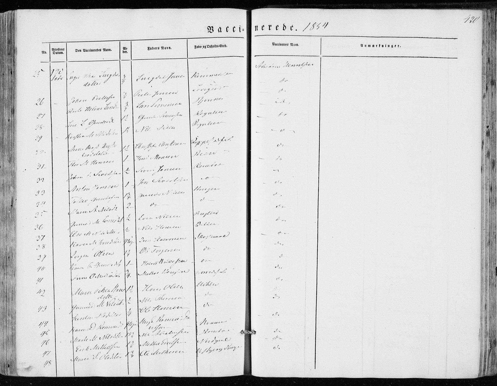 Hedrum kirkebøker, AV/SAKO-A-344/F/Fa/L0006: Parish register (official) no. I 6, 1849-1857, p. 420