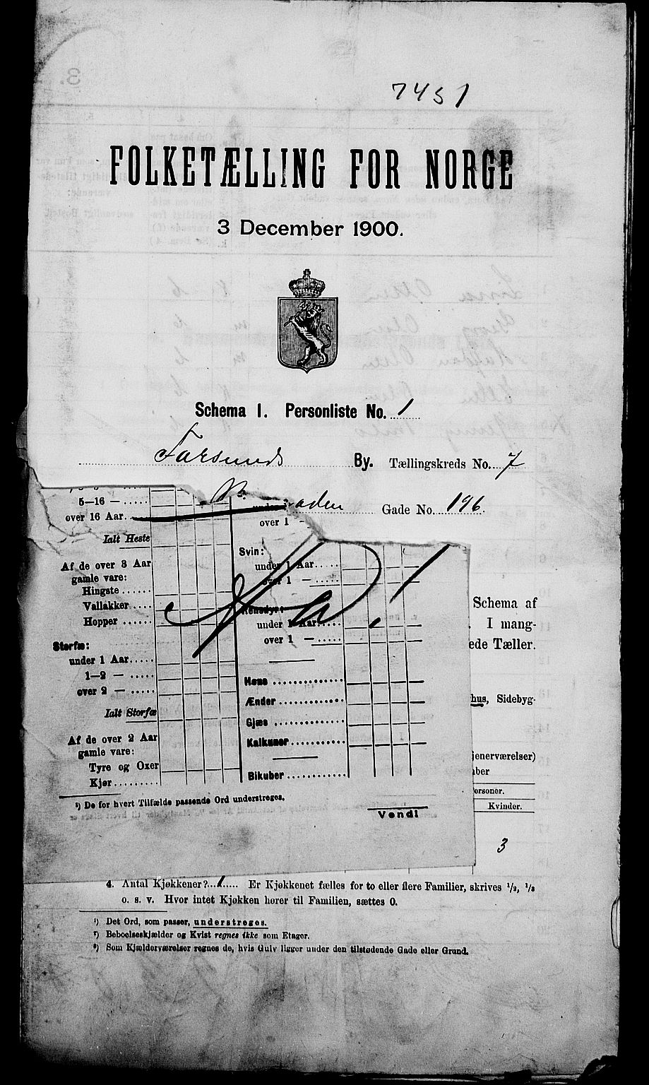 SAK, 1900 census for Farsund, 1900, p. 27