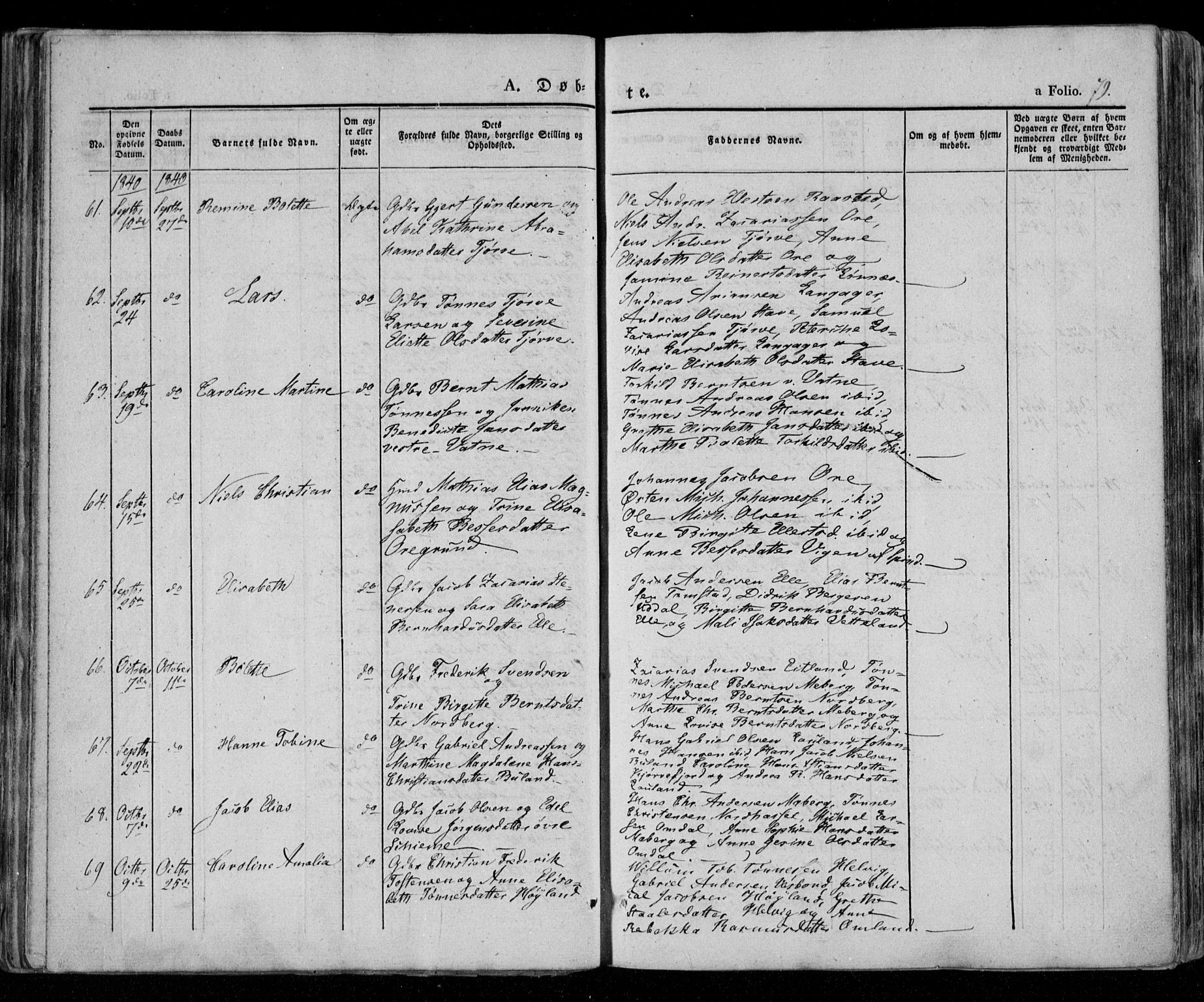 Lista sokneprestkontor, AV/SAK-1111-0027/F/Fa/L0009: Parish register (official) no. A 9, 1835-1846, p. 79