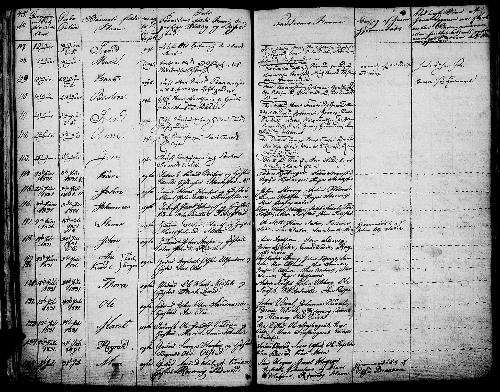 Vågå prestekontor, SAH/PREST-076/H/Ha/Haa/L0004: Parish register (official) no. 4 /1, 1827-1842, p. 45