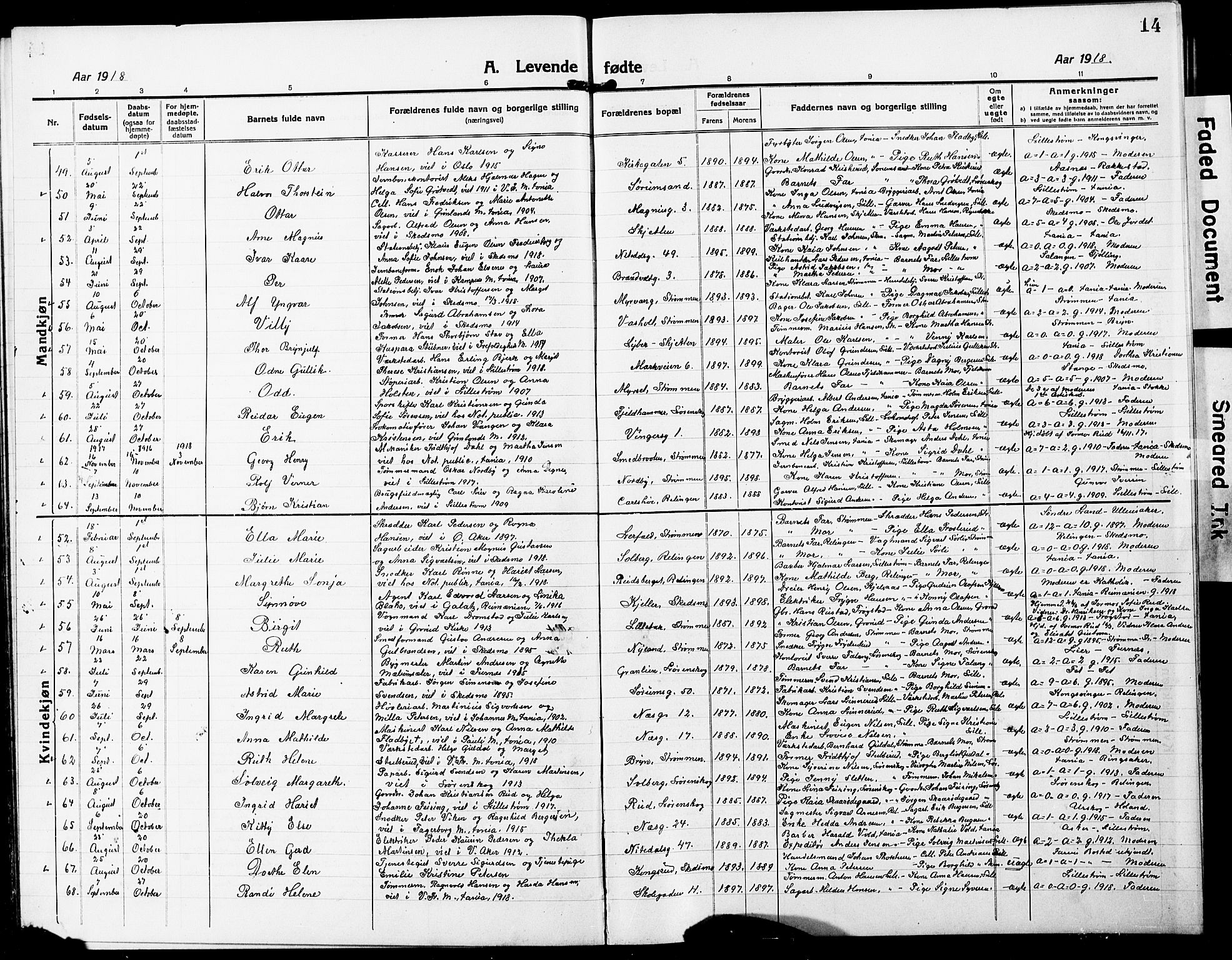 Skedsmo prestekontor Kirkebøker, AV/SAO-A-10033a/G/Gc/L0002: Parish register (copy) no. III 2, 1917-1931, p. 14