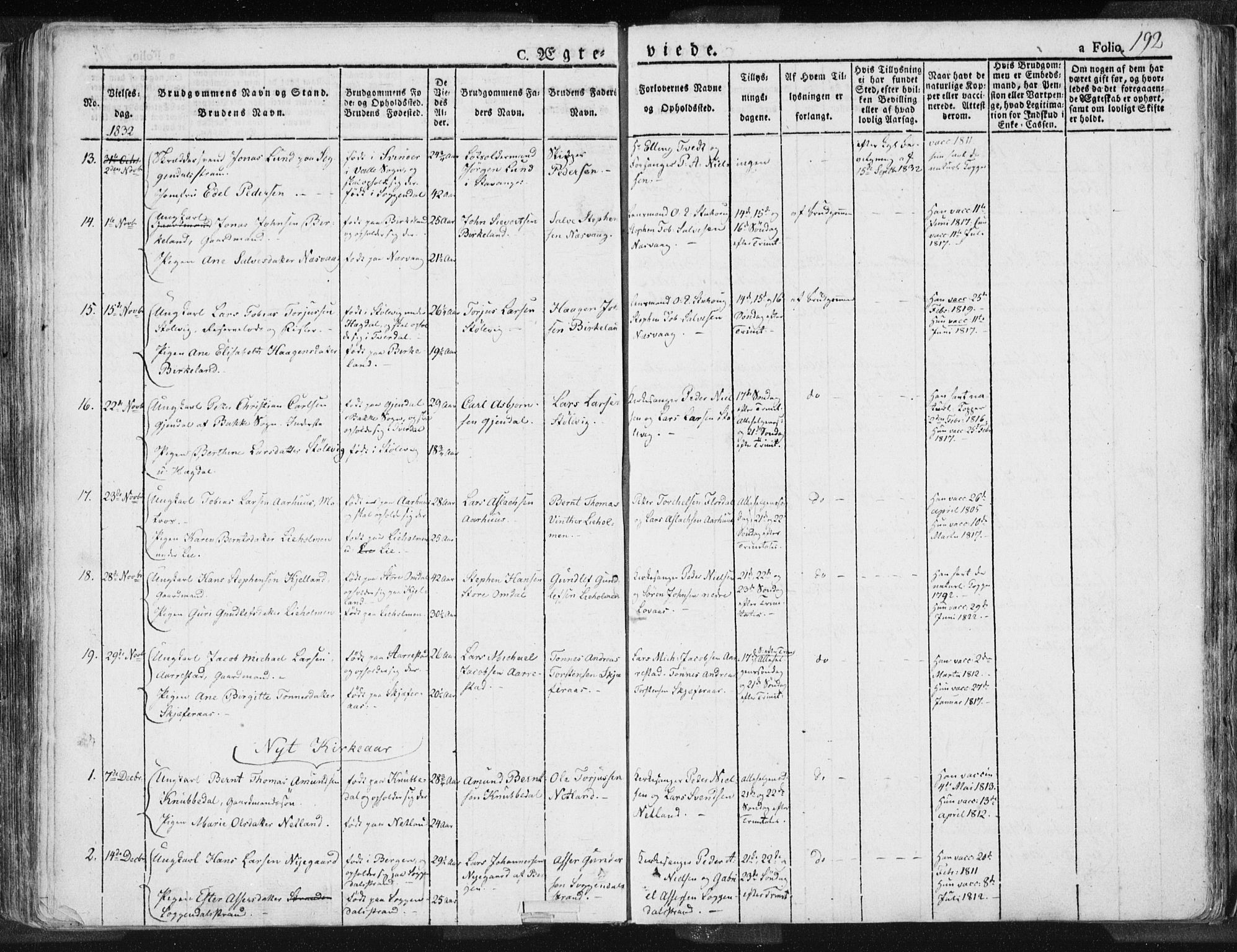 Sokndal sokneprestkontor, AV/SAST-A-101808: Parish register (official) no. A 7.1, 1826-1842, p. 192