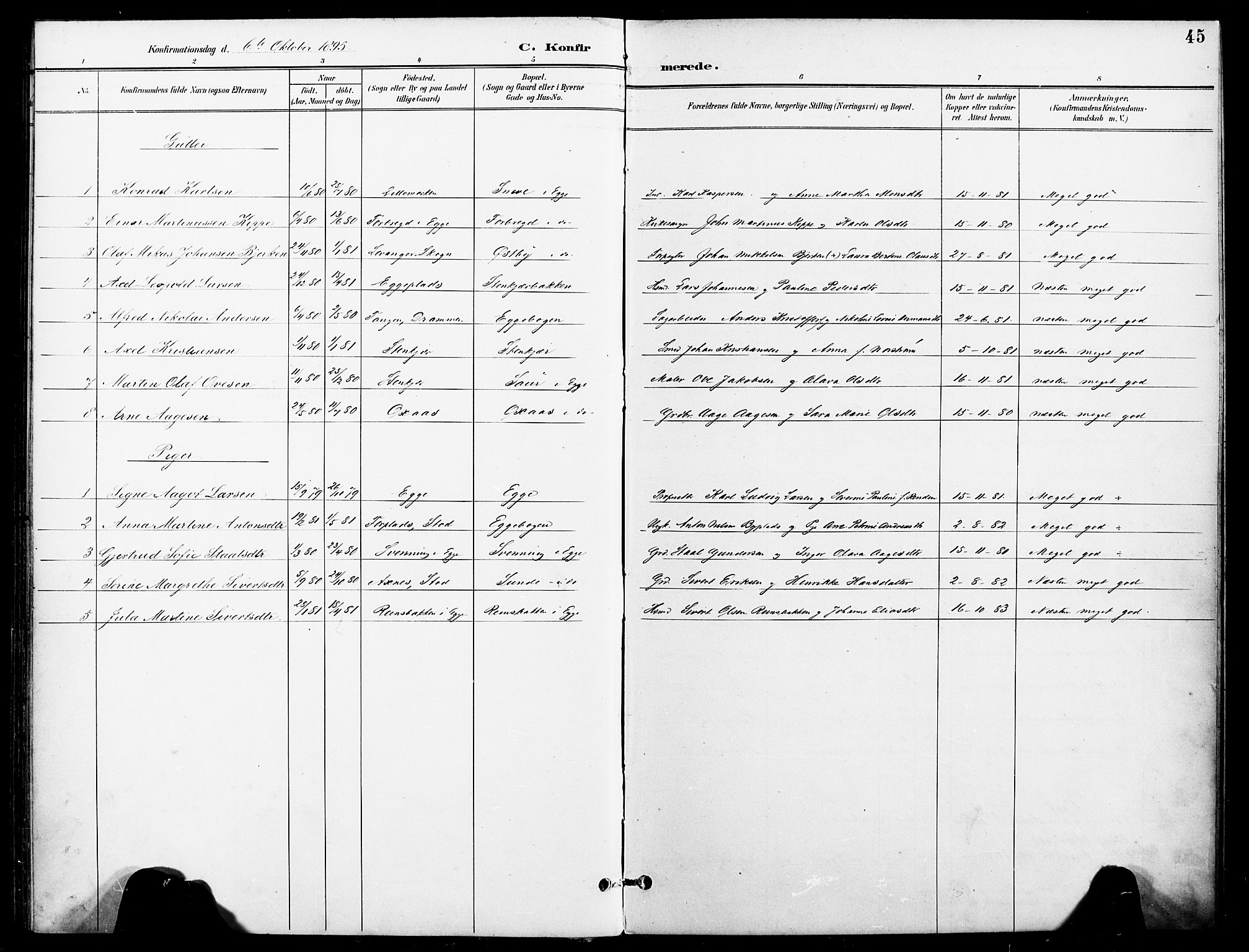 Ministerialprotokoller, klokkerbøker og fødselsregistre - Nord-Trøndelag, SAT/A-1458/740/L0379: Parish register (official) no. 740A02, 1895-1907, p. 45