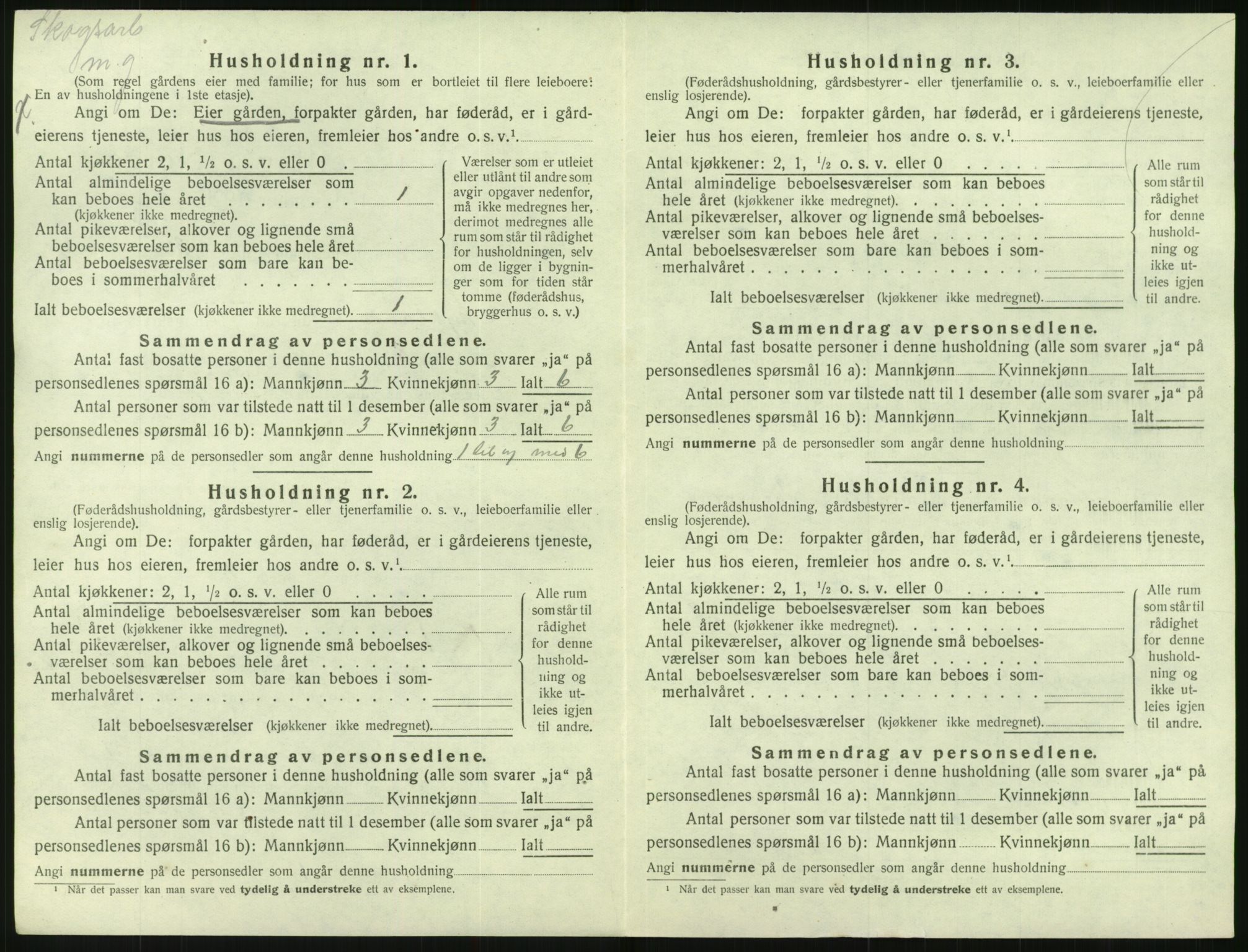 SAK, 1920 census for Mykland, 1920, p. 85