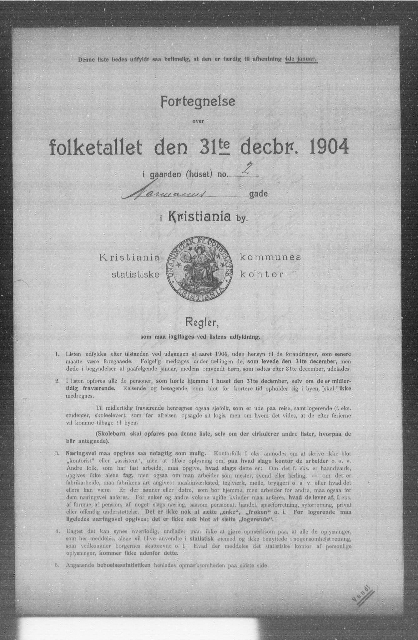 OBA, Municipal Census 1904 for Kristiania, 1904, p. 14074