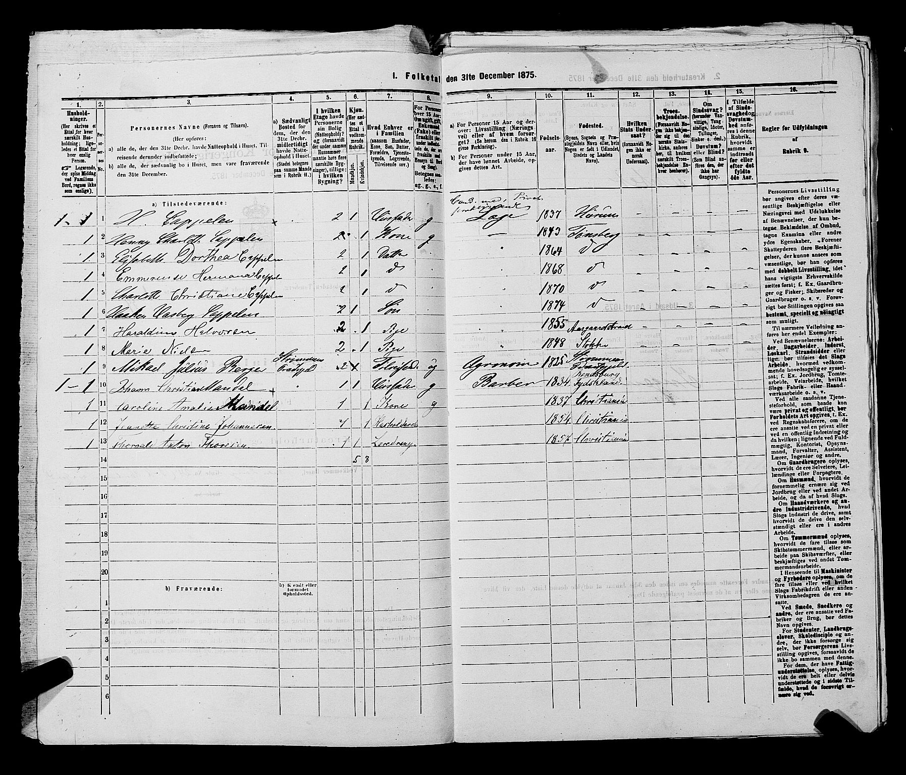 SAKO, 1875 census for 0705P Tønsberg, 1875, p. 166