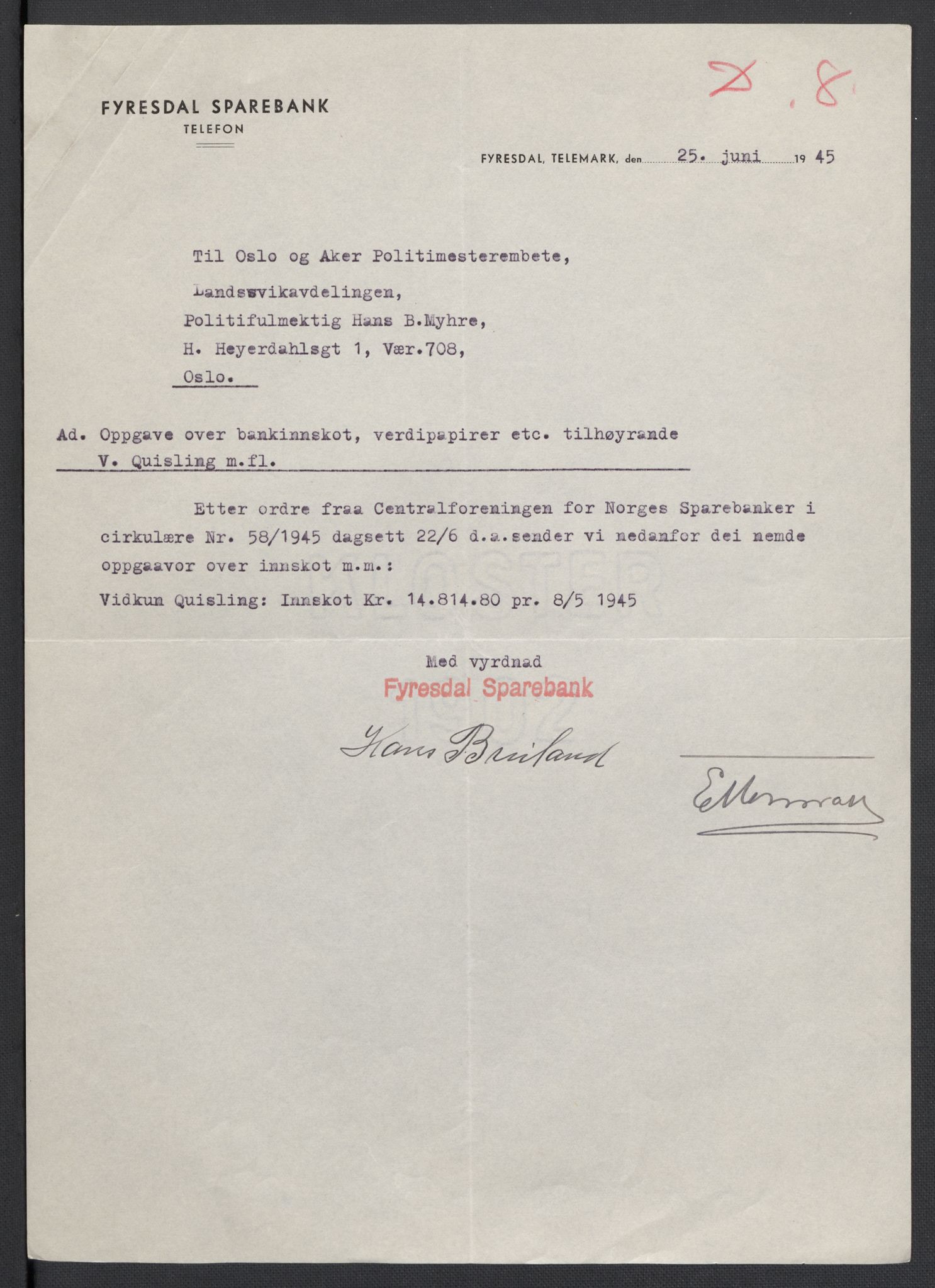 Landssvikarkivet, Oslo politikammer, AV/RA-S-3138-01/D/Da/L0003: Dnr. 29, 1945, p. 2717