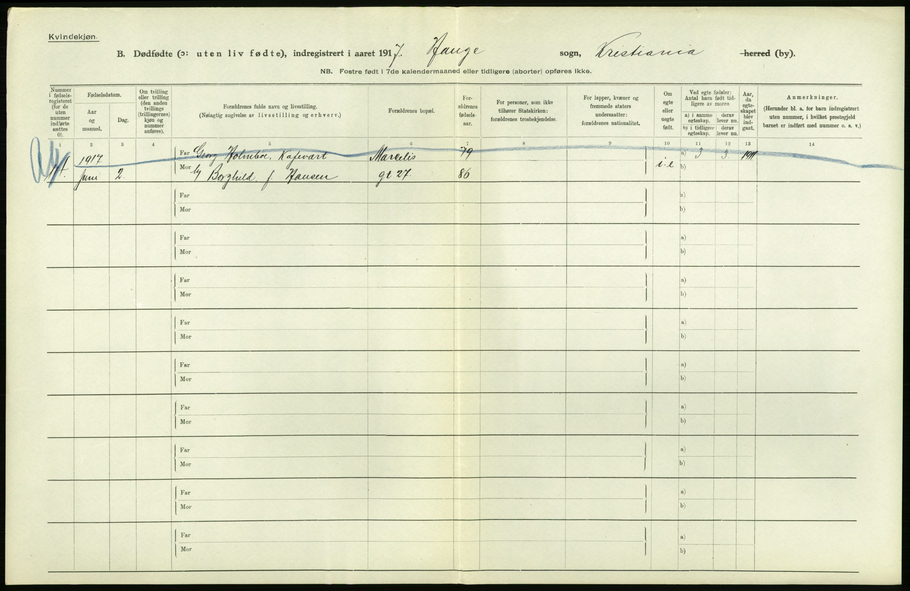 Statistisk sentralbyrå, Sosiodemografiske emner, Befolkning, RA/S-2228/D/Df/Dfb/Dfbg/L0011: Kristiania: Døde, dødfødte., 1917, p. 626