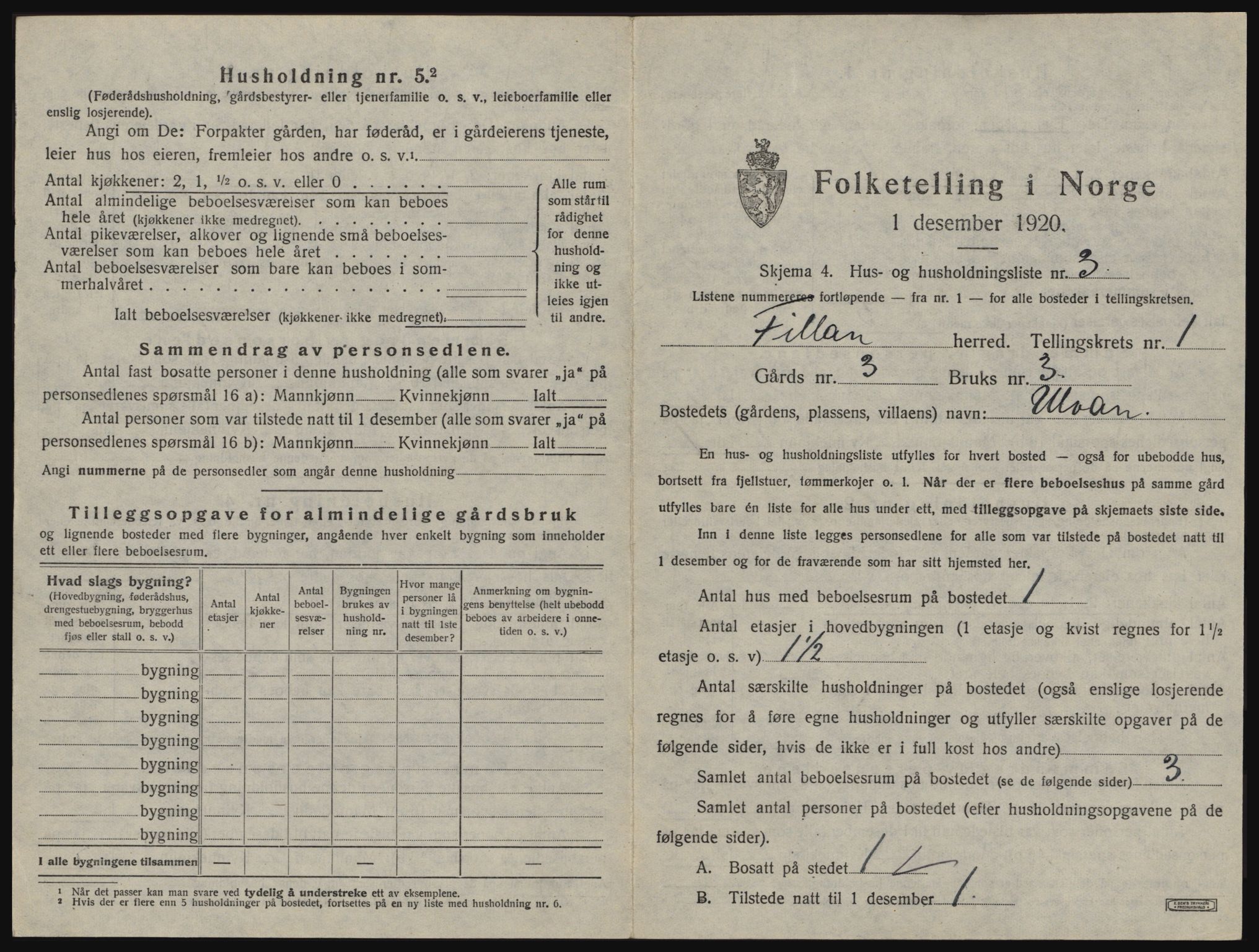 SAT, 1920 census for Fillan, 1920, p. 38