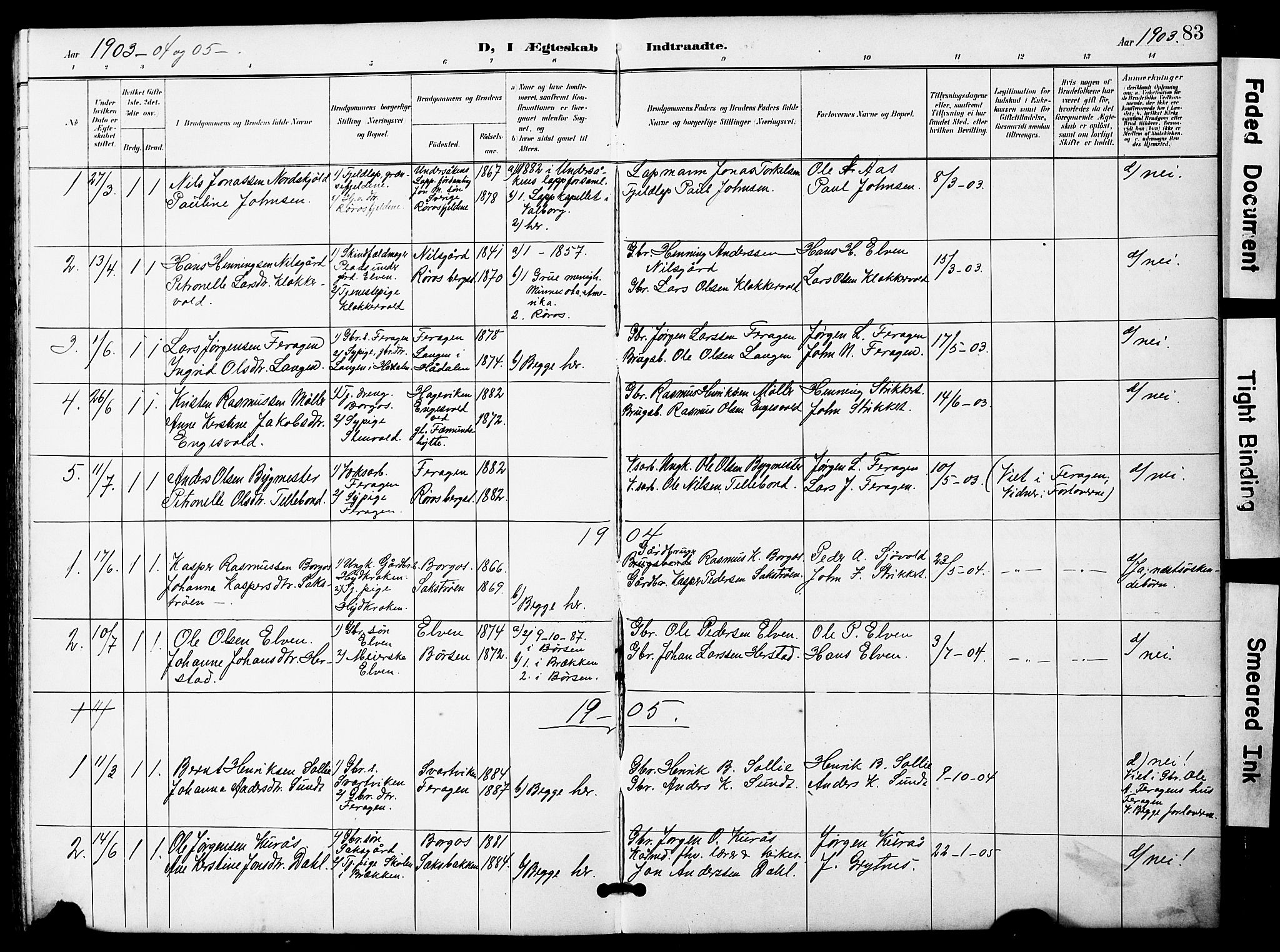 Ministerialprotokoller, klokkerbøker og fødselsregistre - Sør-Trøndelag, SAT/A-1456/683/L0950: Parish register (copy) no. 683C02, 1897-1918, p. 83