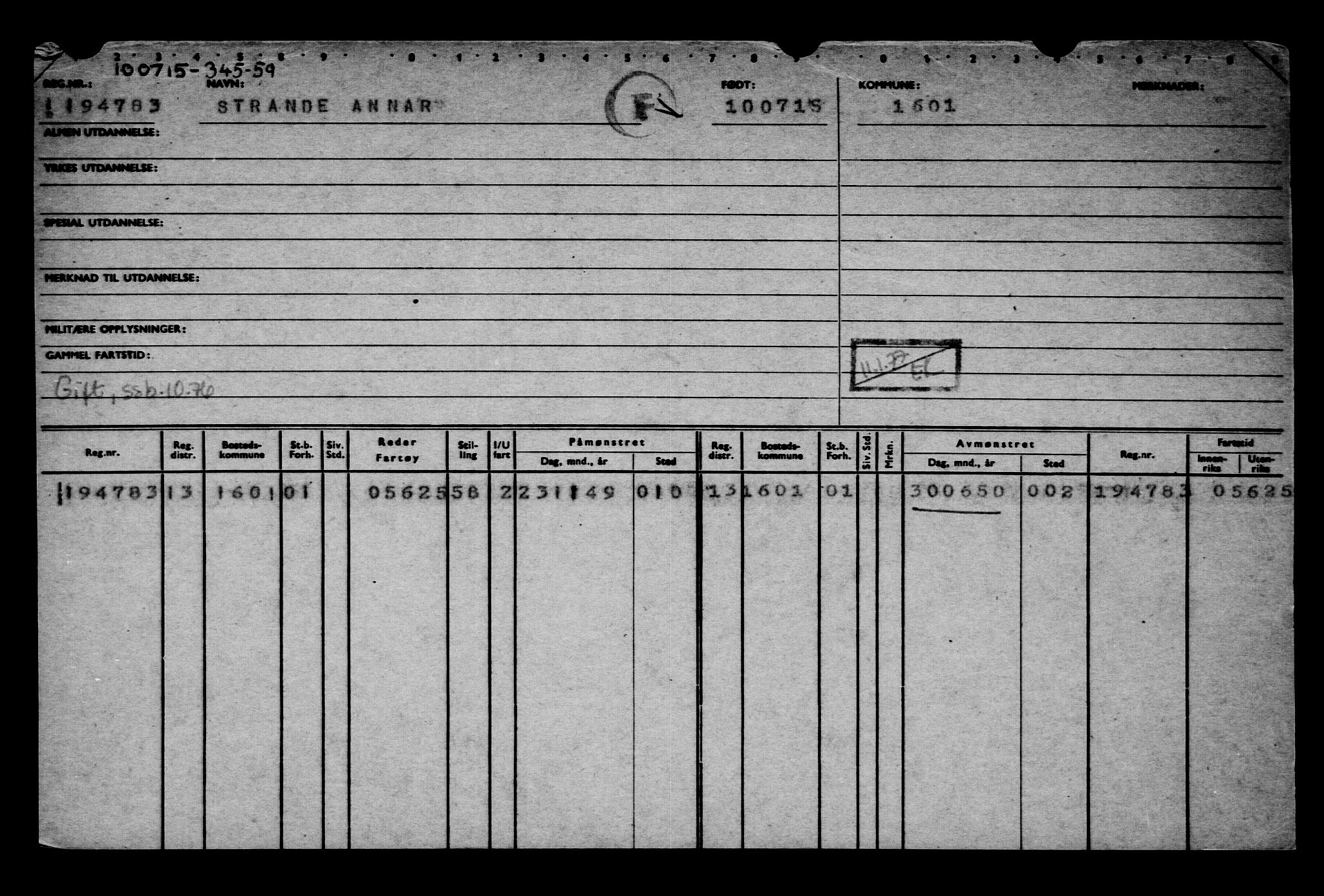 Direktoratet for sjømenn, RA/S-3545/G/Gb/L0131: Hovedkort, 1915, p. 181