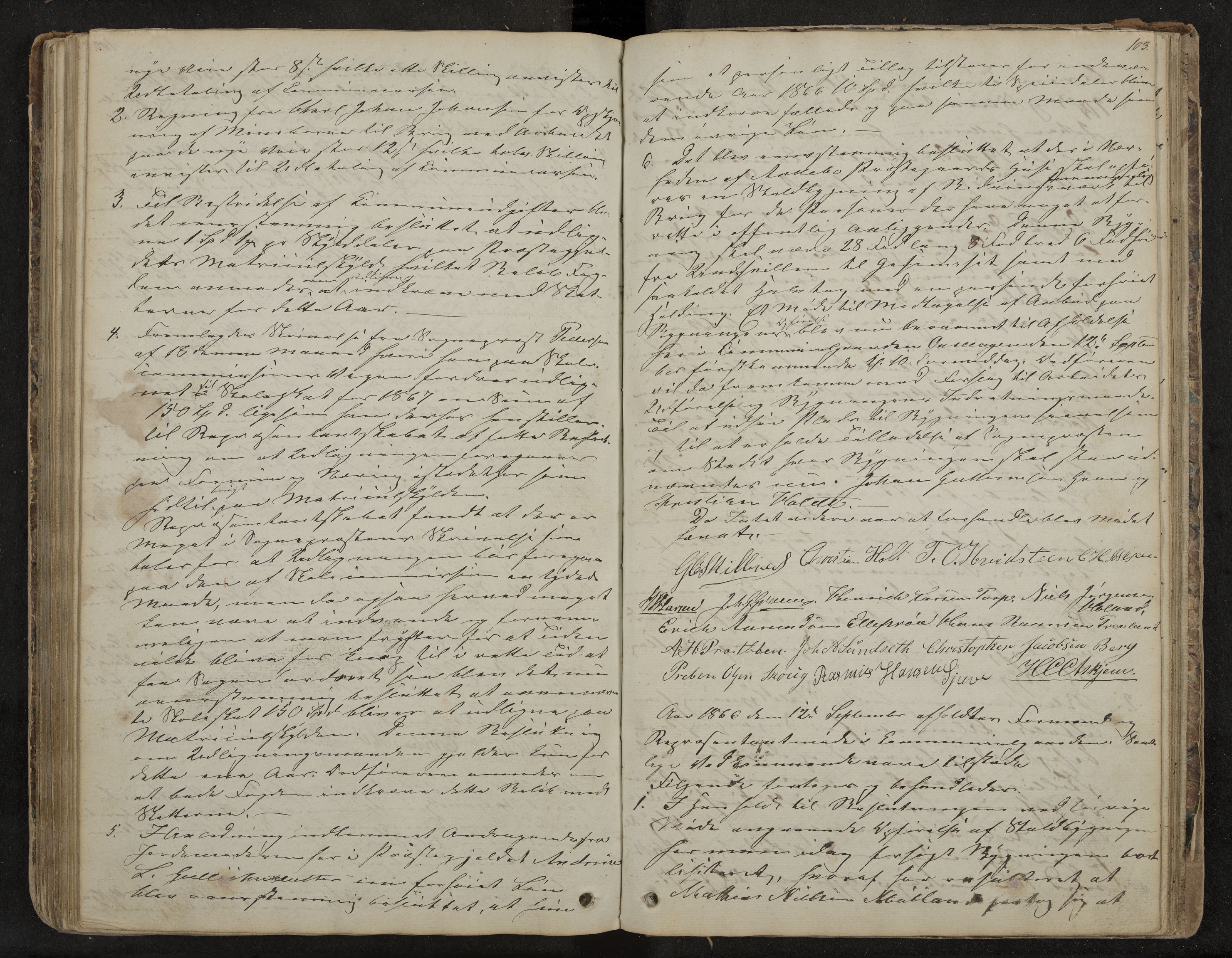 Andebu formannskap og sentraladministrasjon, IKAK/0719021-1/A/Aa/L0001: Møtebok med register, 1837-1869, p. 103