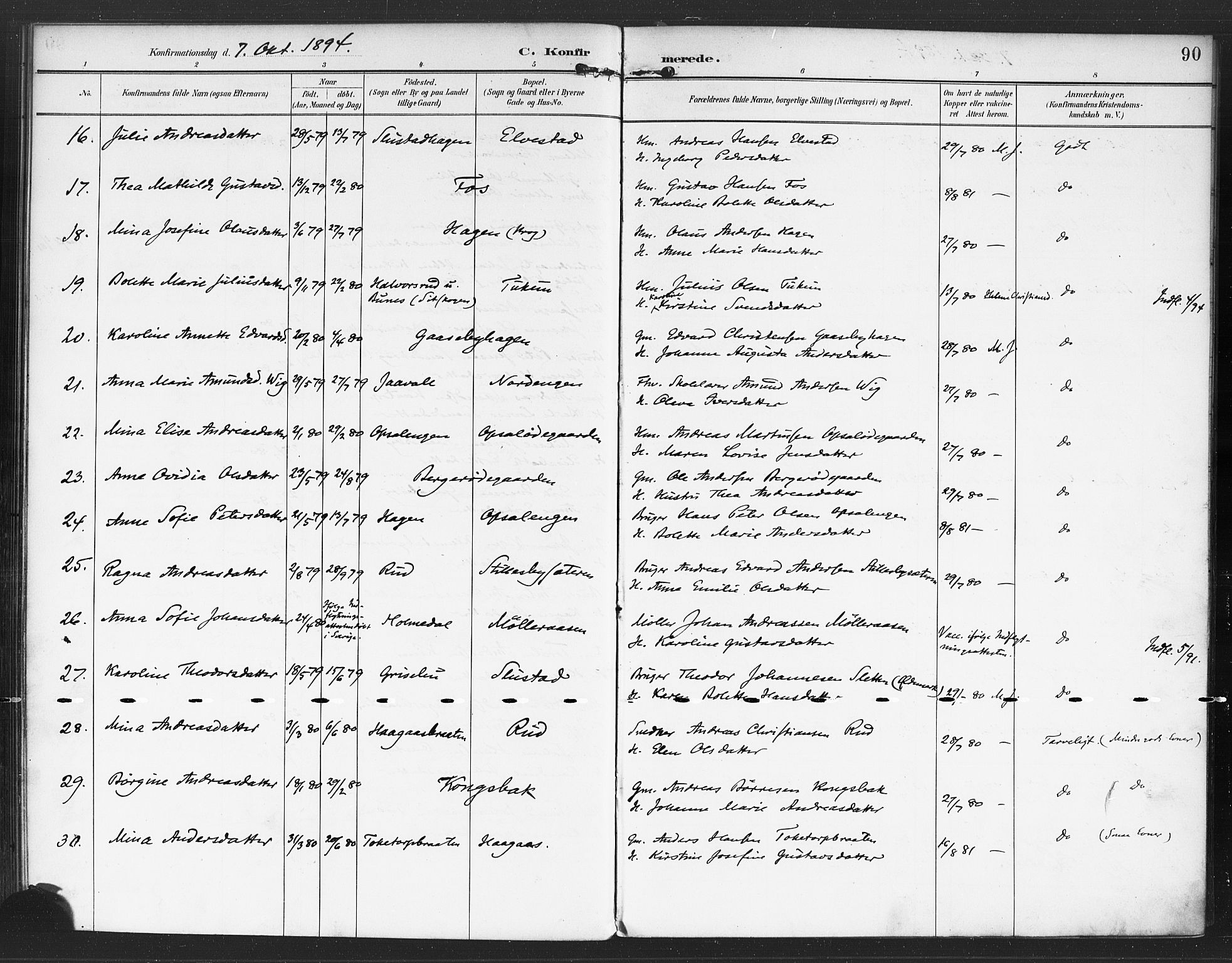 Rødenes prestekontor Kirkebøker, SAO/A-2005/F/Fa/L0010: Parish register (official) no. I 10, 1890-1900, p. 90