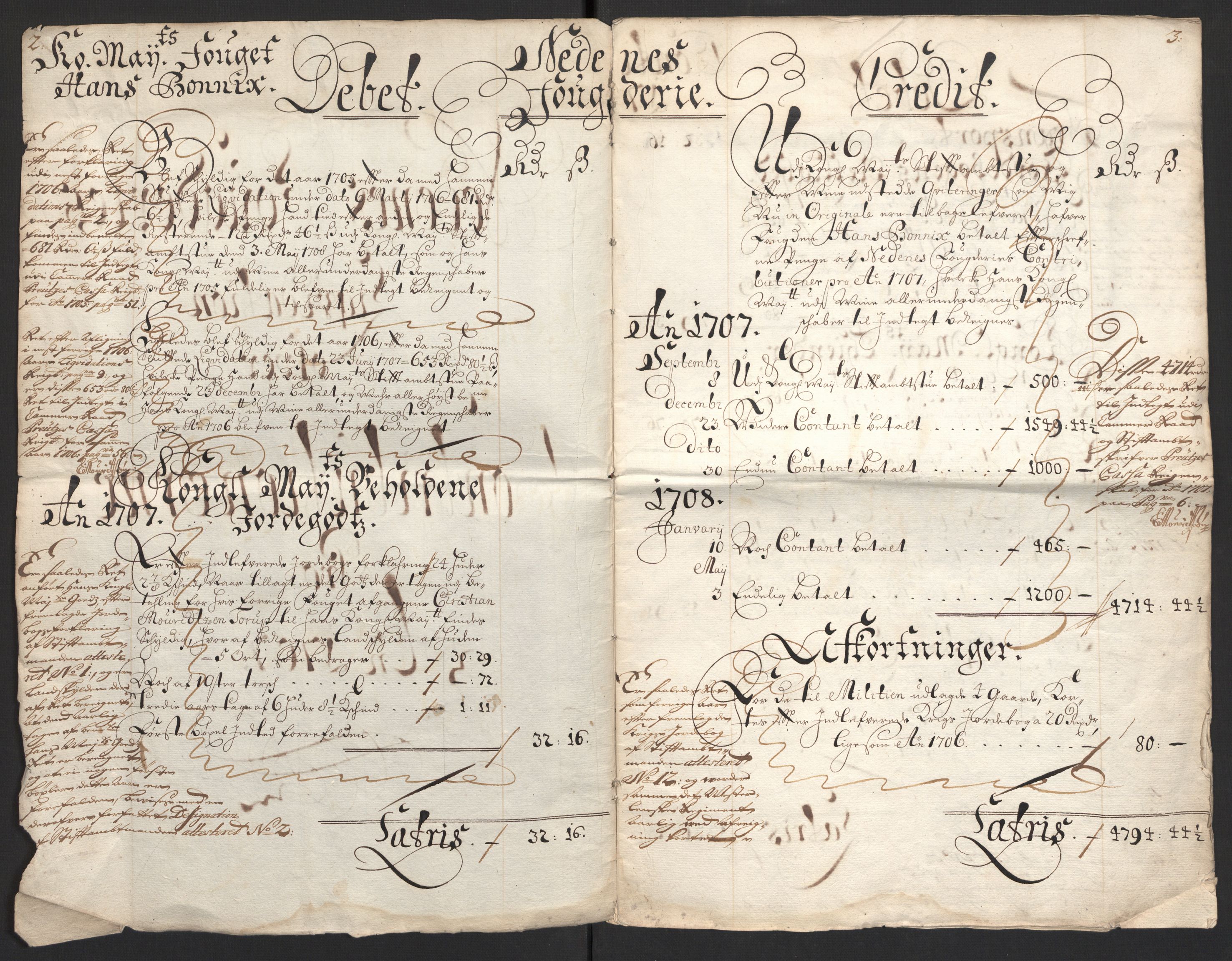 Rentekammeret inntil 1814, Reviderte regnskaper, Fogderegnskap, AV/RA-EA-4092/R39/L2318: Fogderegnskap Nedenes, 1706-1709, p. 114