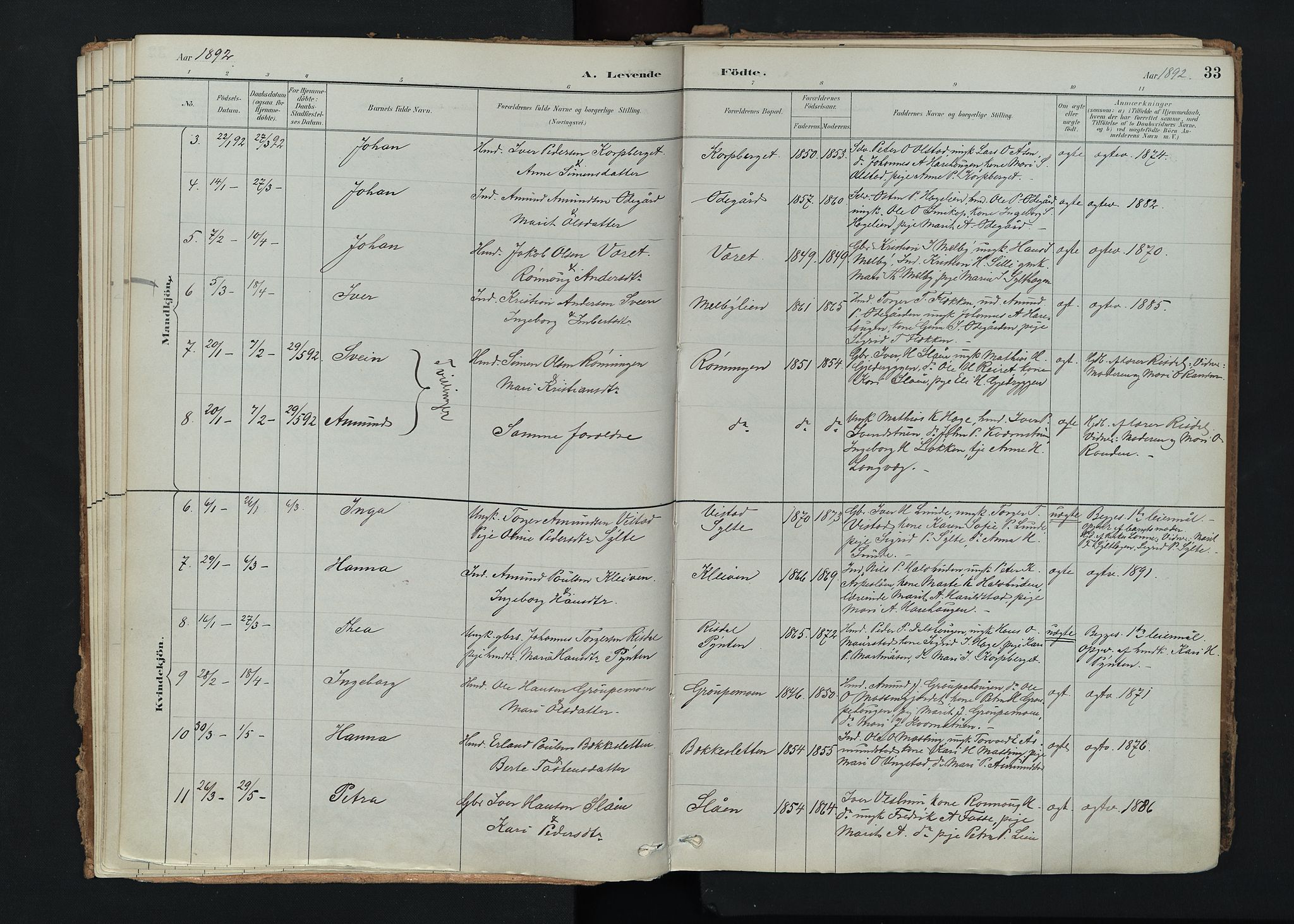 Nord-Fron prestekontor, SAH/PREST-080/H/Ha/Haa/L0005: Parish register (official) no. 5, 1884-1914, p. 33