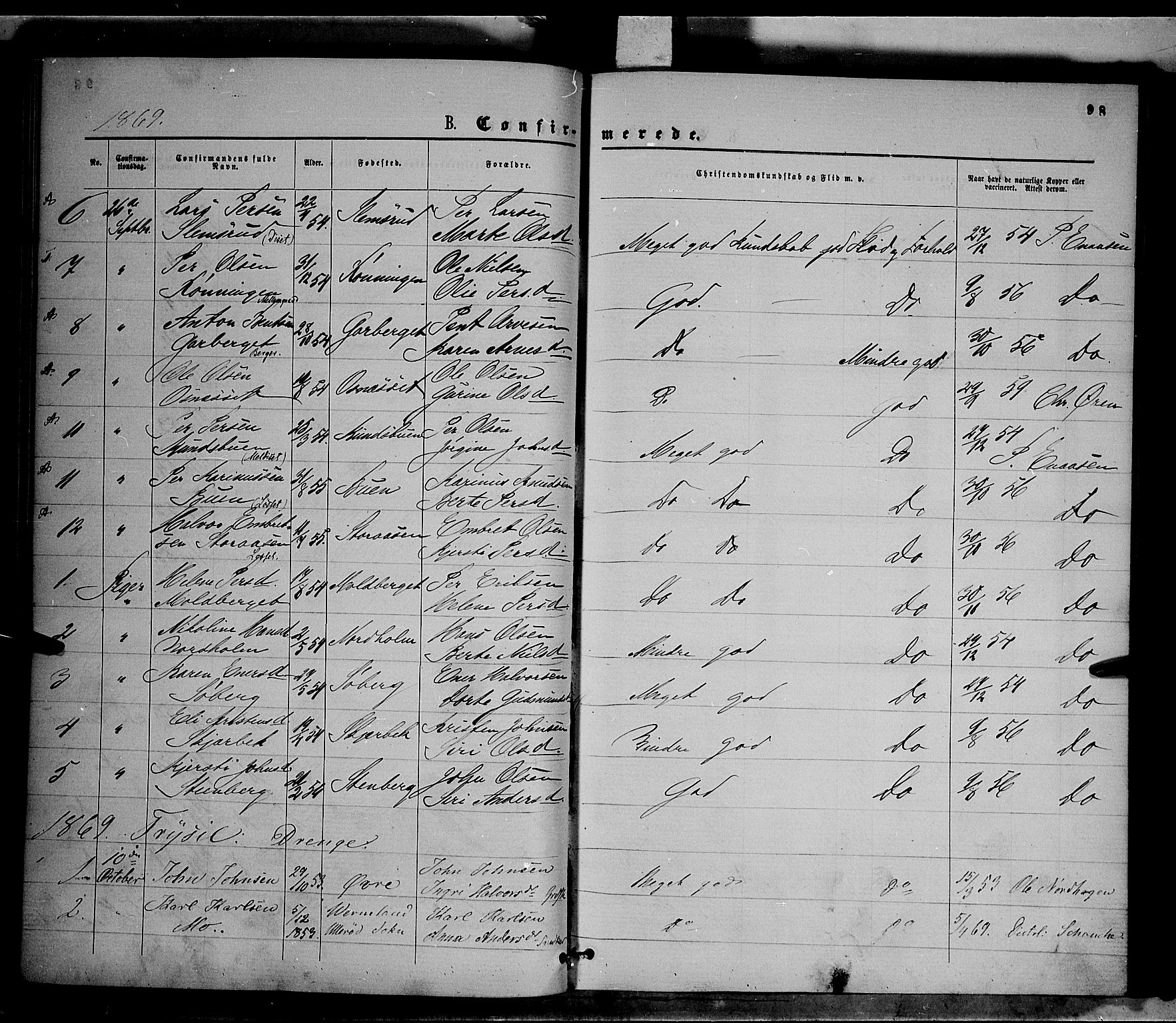 Trysil prestekontor, AV/SAH-PREST-046/H/Ha/Haa/L0006: Parish register (official) no. 6, 1866-1873, p. 98