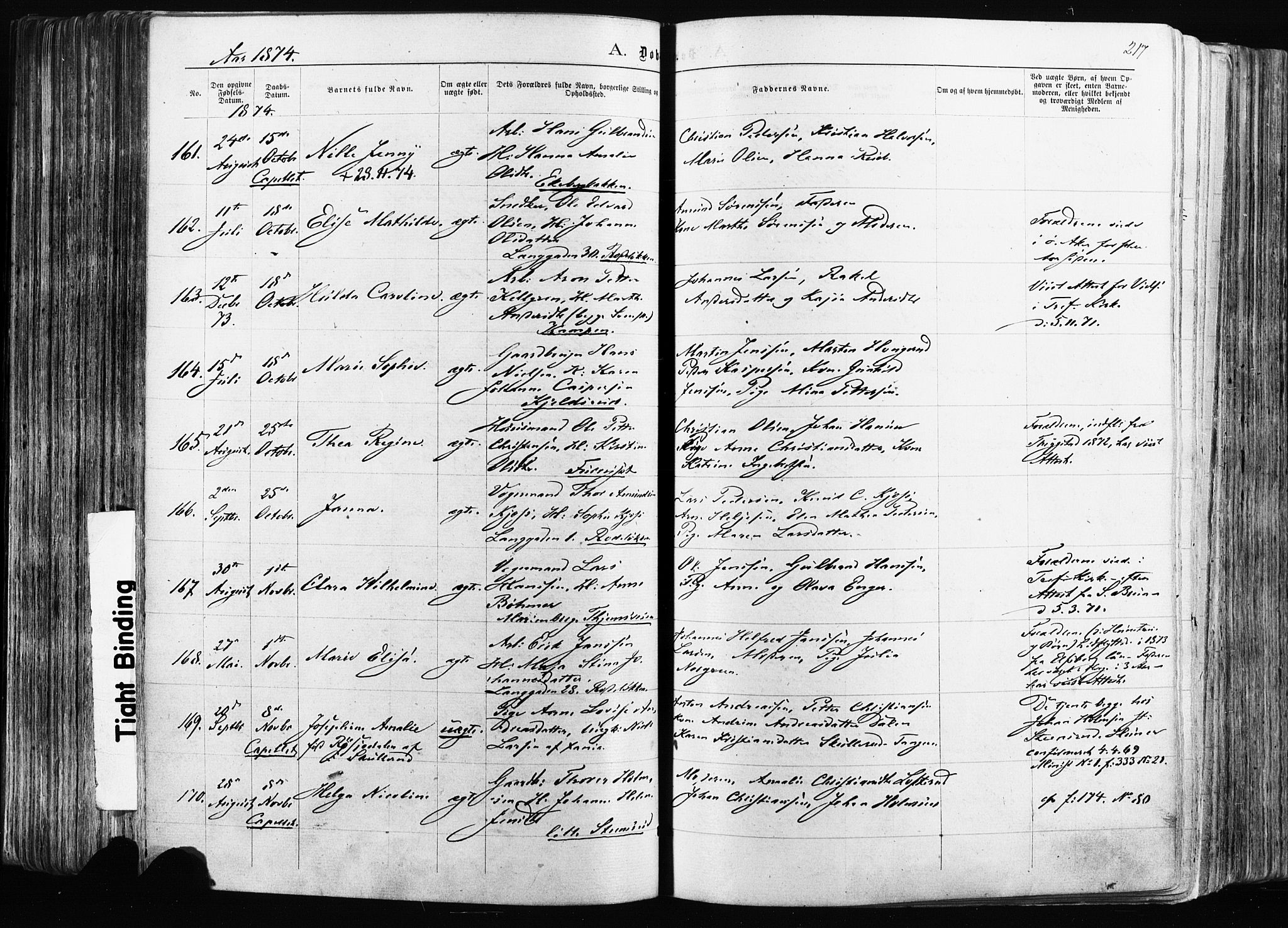 Østre Aker prestekontor Kirkebøker, AV/SAO-A-10840/F/Fa/L0003: Parish register (official) no. I 3, 1869-1875, p. 217