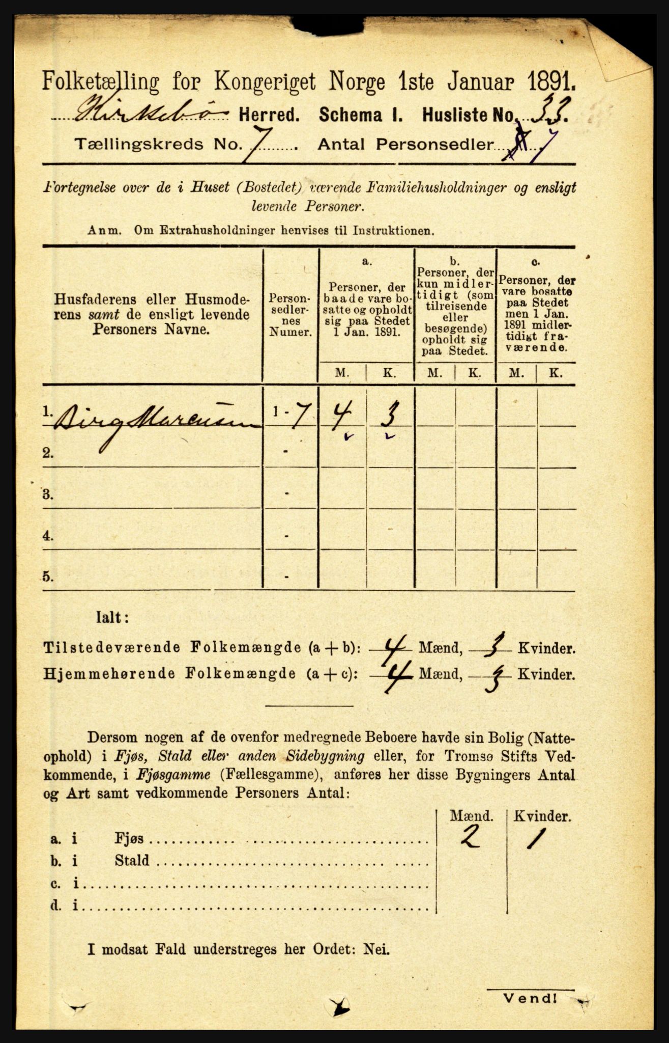 RA, 1891 census for 1416 Kyrkjebø, 1891, p. 1838