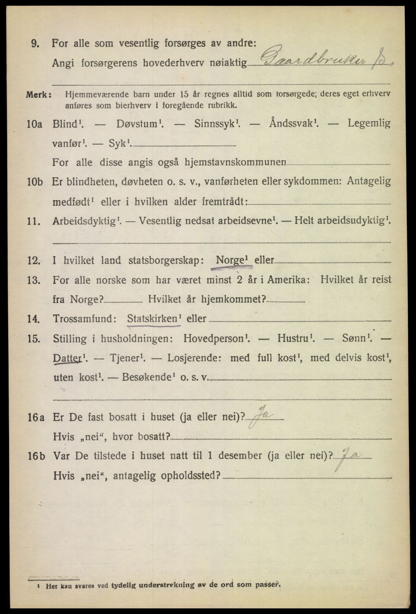 SAK, 1920 census for Randesund, 1920, p. 1067