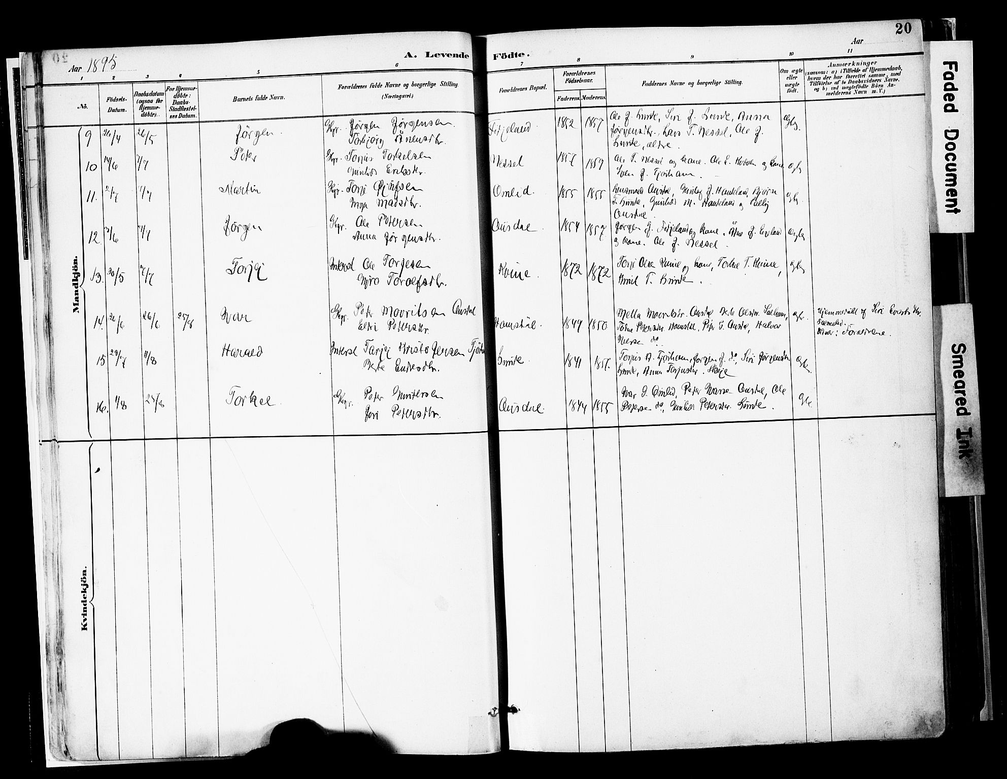 Sirdal sokneprestkontor, AV/SAK-1111-0036/F/Fa/Faa/L0001: Parish register (official) no. A 1, 1887-1910, p. 20