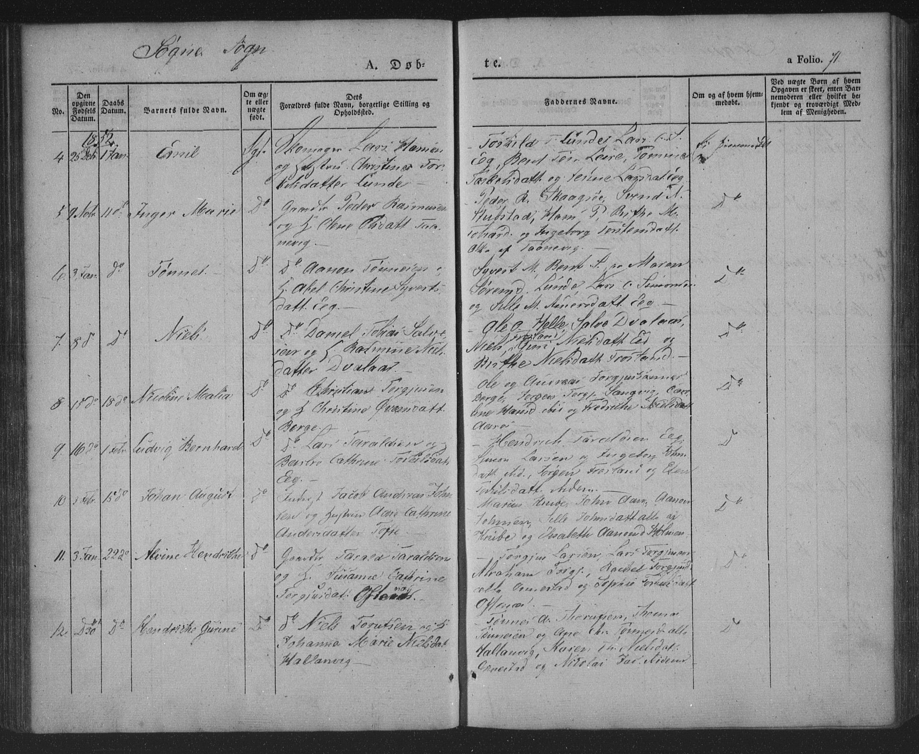 Søgne sokneprestkontor, AV/SAK-1111-0037/F/Fa/Fab/L0009: Parish register (official) no. A 9, 1838-1853, p. 71