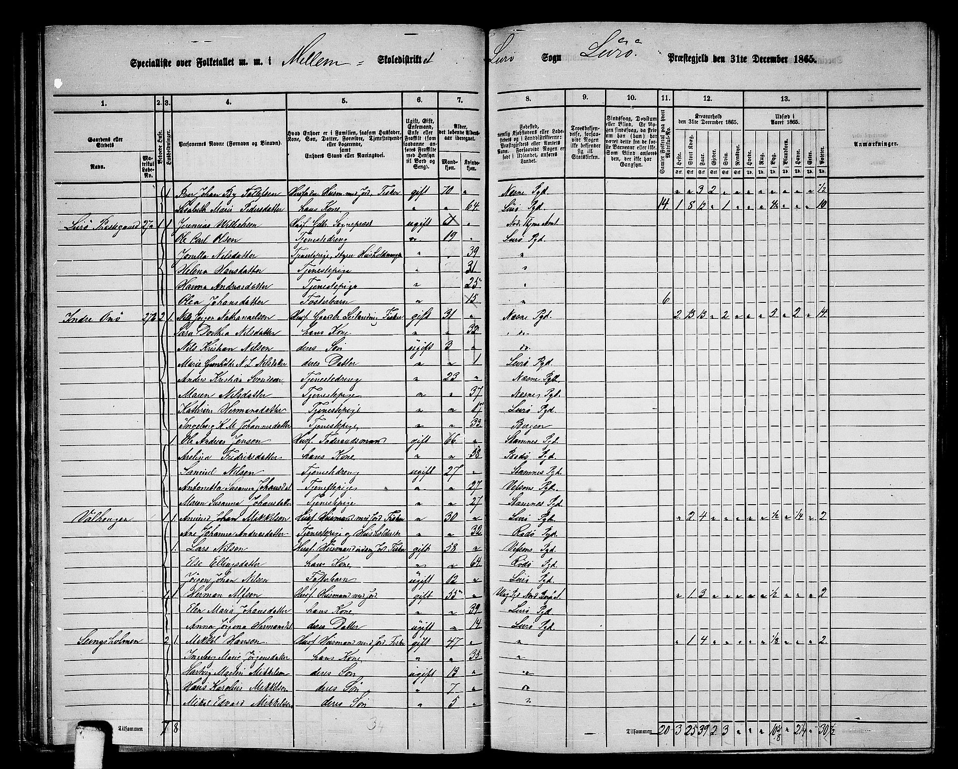 RA, 1865 census for Lurøy, 1865, p. 38