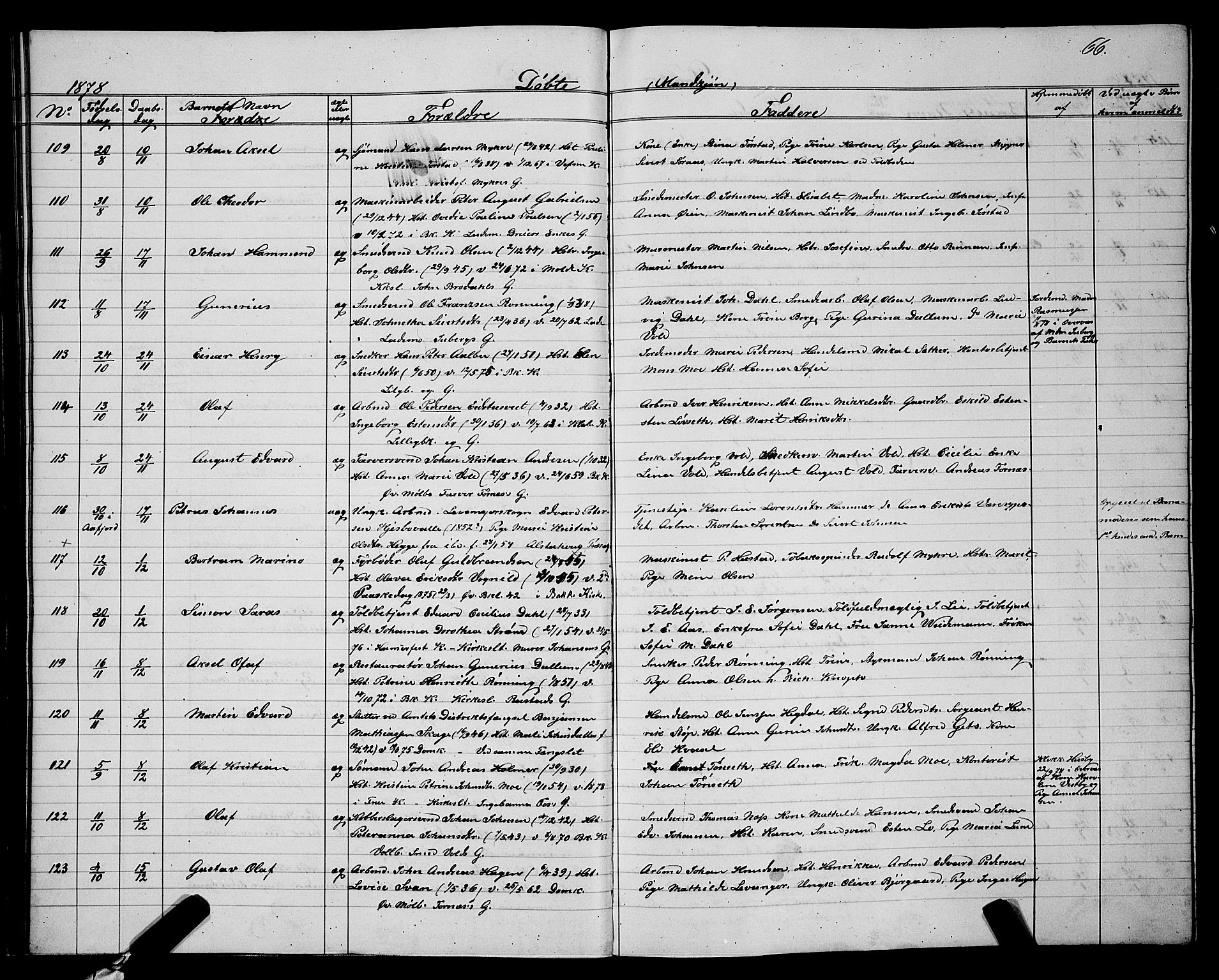 Ministerialprotokoller, klokkerbøker og fødselsregistre - Sør-Trøndelag, SAT/A-1456/604/L0220: Parish register (copy) no. 604C03, 1870-1885, p. 66