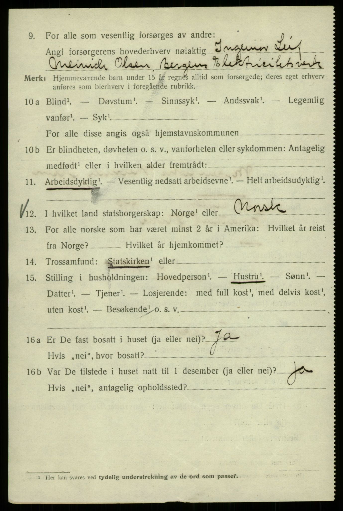 SAB, 1920 census for Bergen, 1920, p. 89012