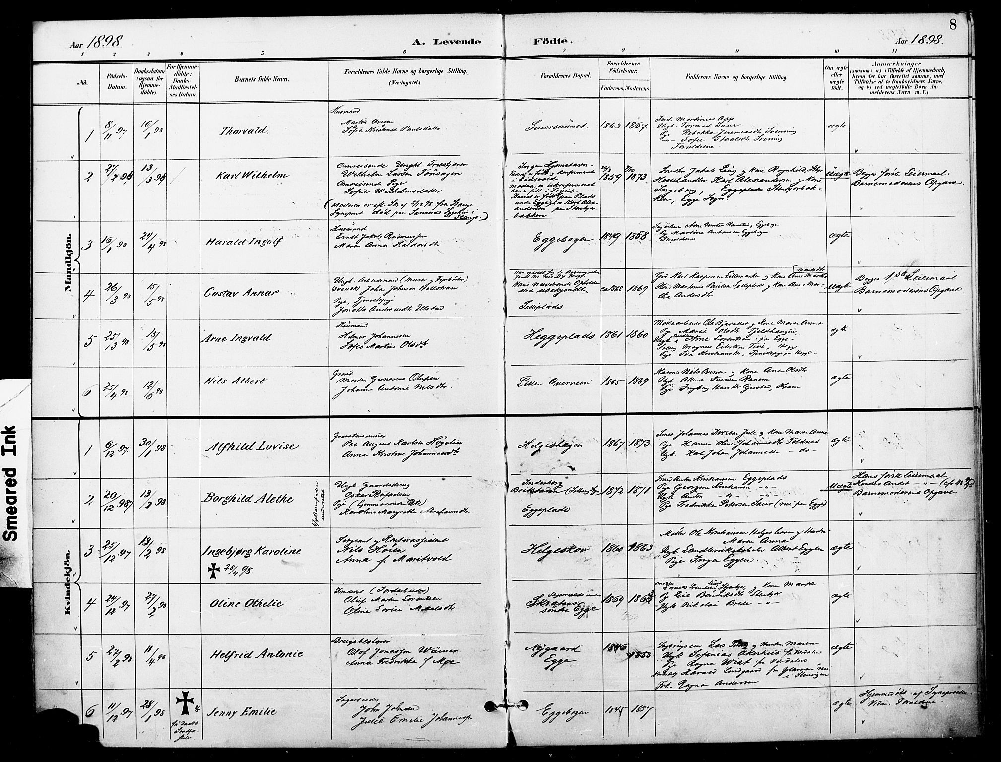 Ministerialprotokoller, klokkerbøker og fødselsregistre - Nord-Trøndelag, SAT/A-1458/740/L0379: Parish register (official) no. 740A02, 1895-1907, p. 8