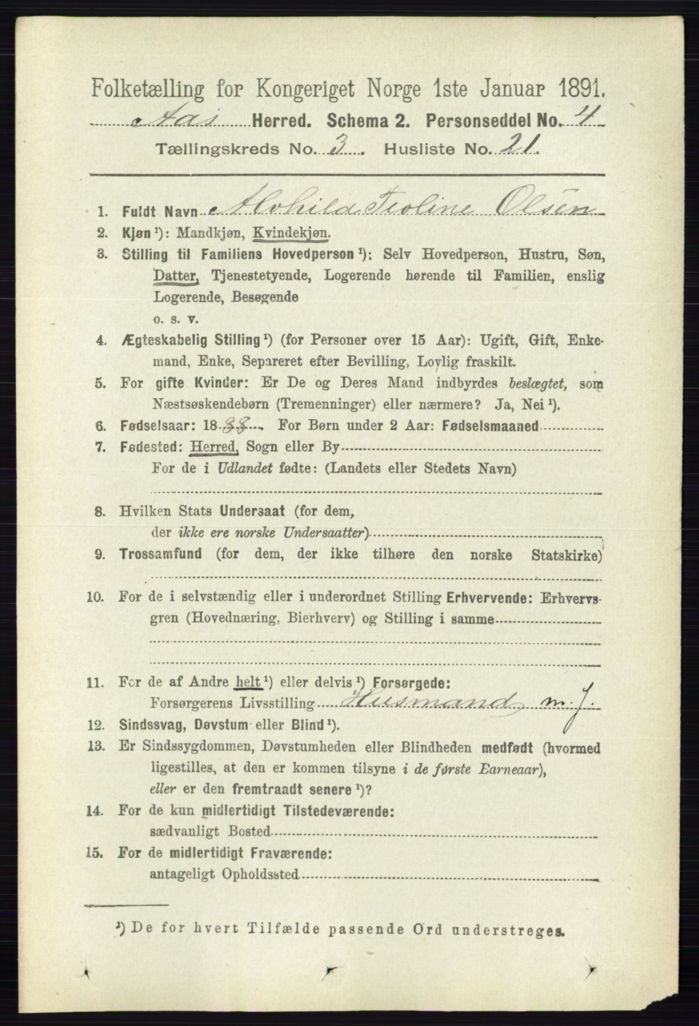 RA, 1891 census for 0214 Ås, 1891, p. 2260