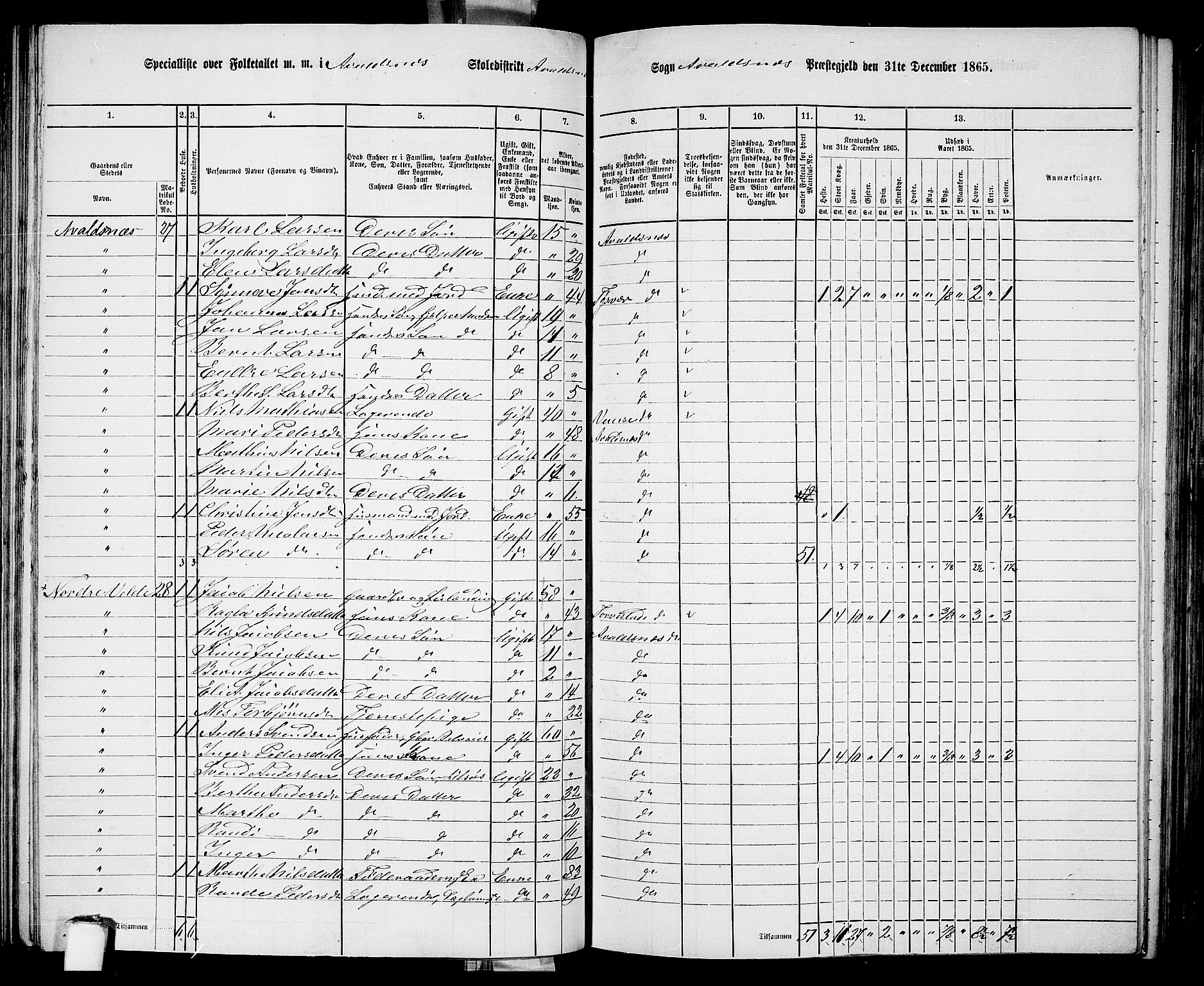 RA, 1865 census for Avaldsnes, 1865, p. 115