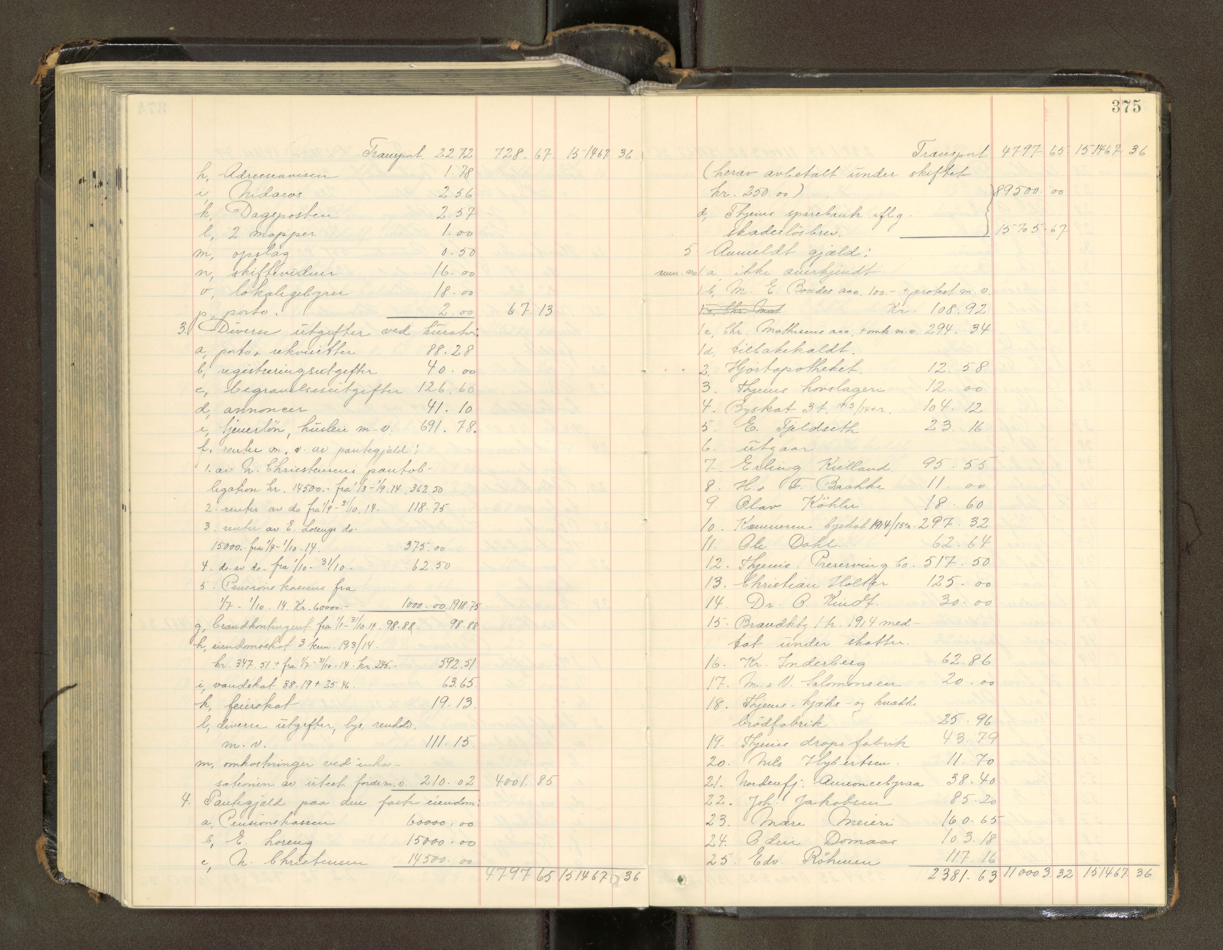 Trondheim byfogd, SAT/A-0003/1/3/3A/L0041: Skifteutlodningsprotokoll - 1710-5/2. (m/ register), 1913-1916, p. 375