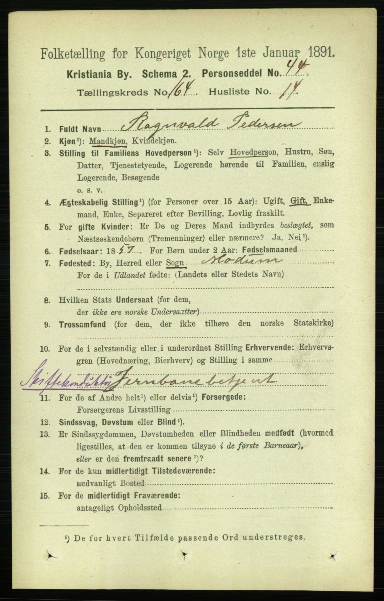 RA, 1891 census for 0301 Kristiania, 1891, p. 94645