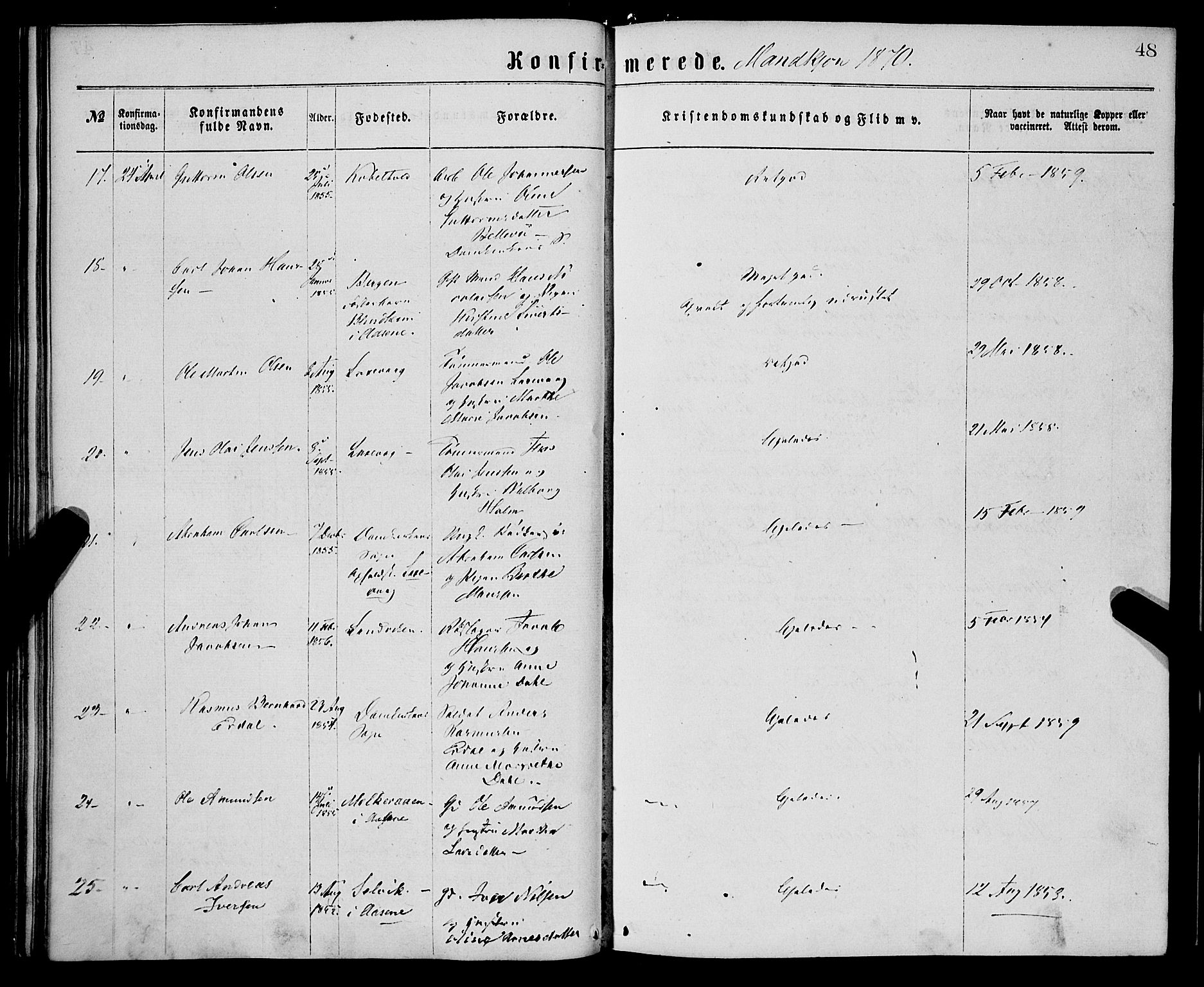 St. Jørgens hospital og Årstad sokneprestembete, SAB/A-99934: Parish register (official) no. A 8, 1864-1886, p. 48