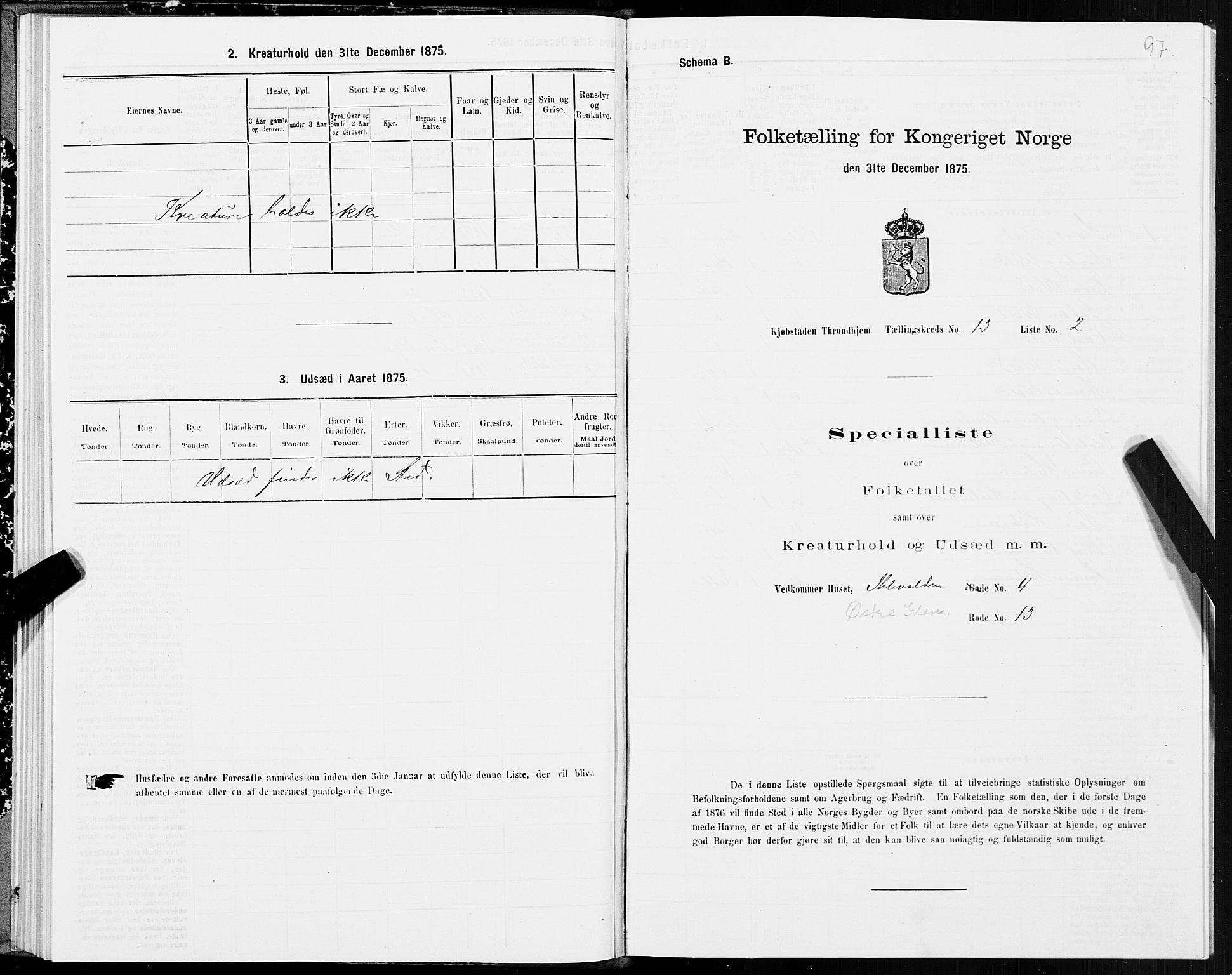 SAT, 1875 census for 1601 Trondheim, 1875, p. 7097