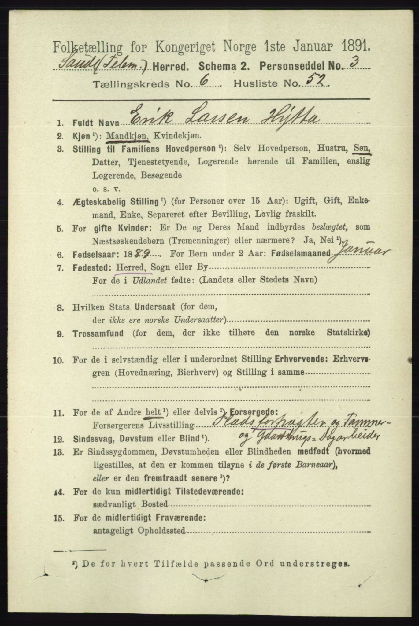 RA, 1891 census for 0822 Sauherad, 1891, p. 1975