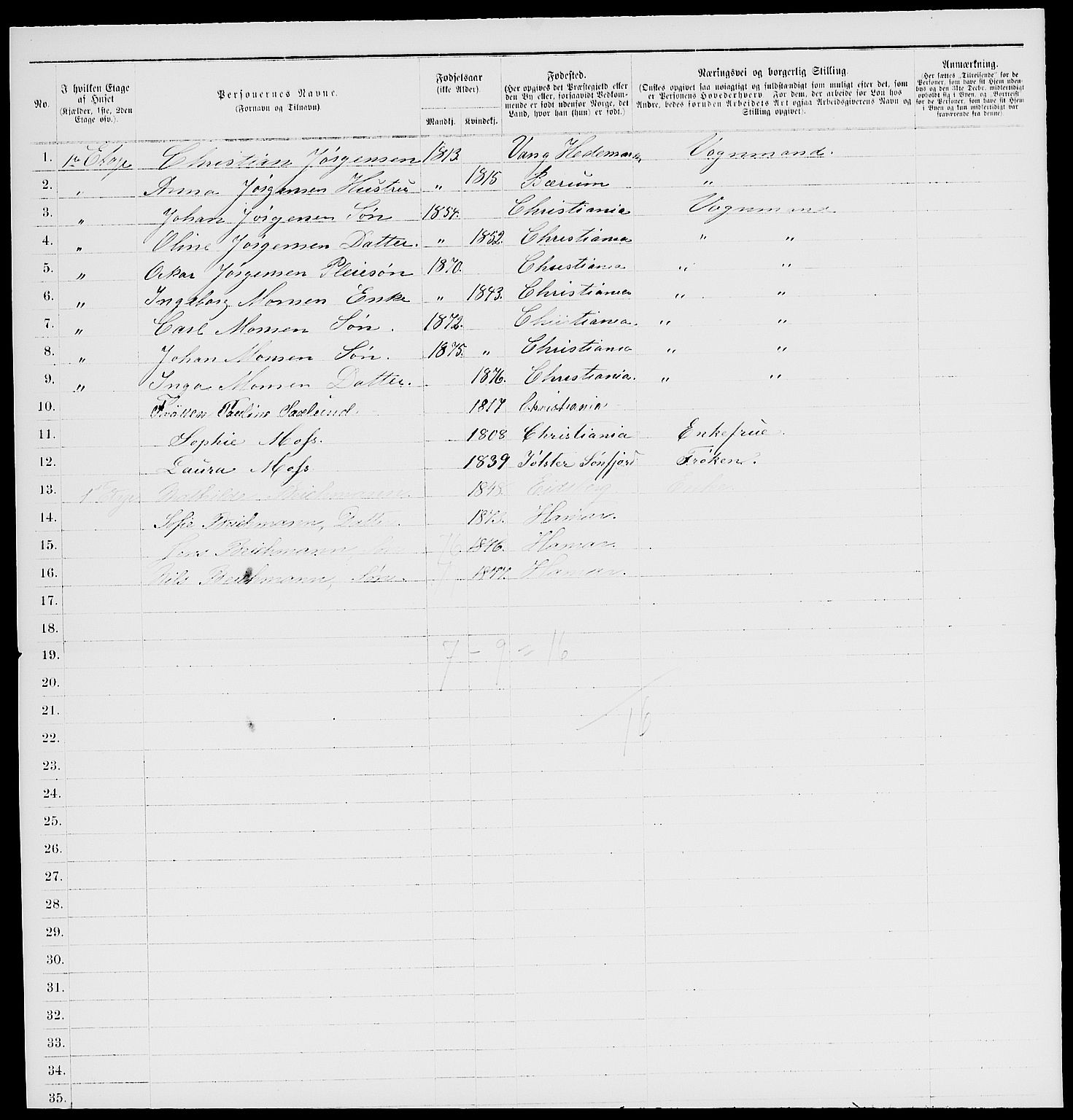 RA, 1885 census for 0301 Kristiania, 1885, p. 2959