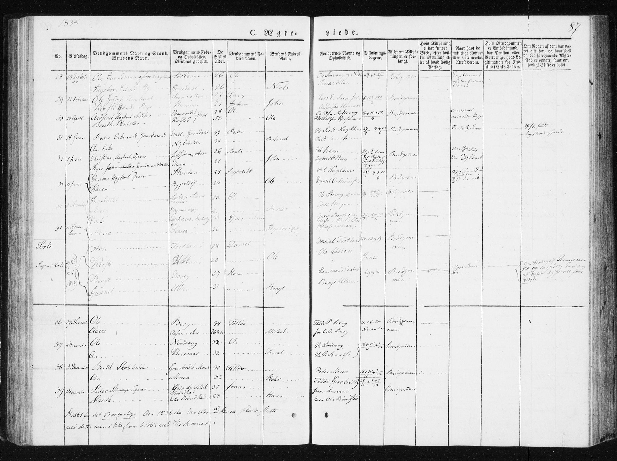 Ministerialprotokoller, klokkerbøker og fødselsregistre - Nord-Trøndelag, SAT/A-1458/749/L0470: Parish register (official) no. 749A04, 1834-1853, p. 87