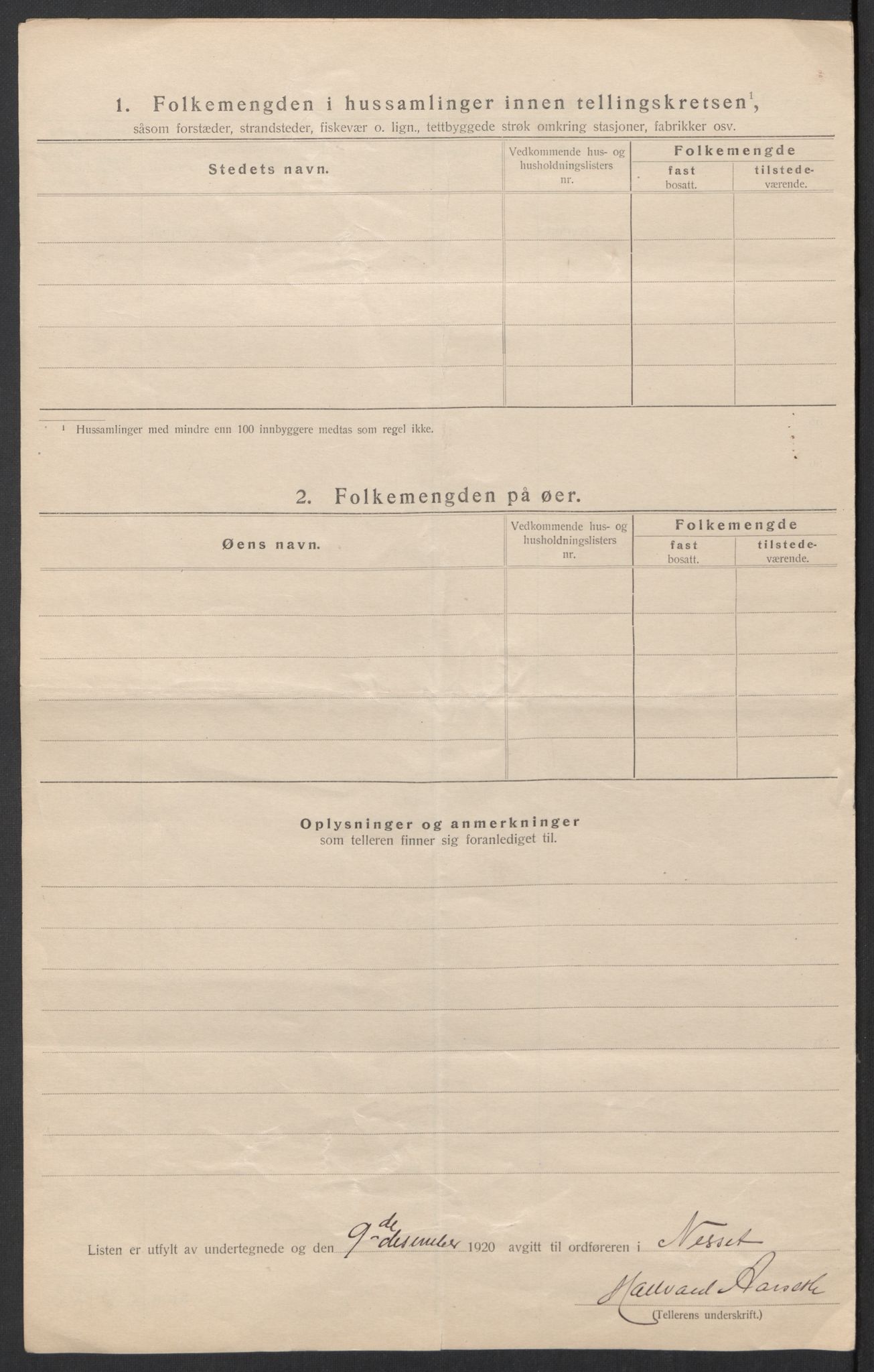 SAT, 1920 census for Nesset, 1920, p. 27