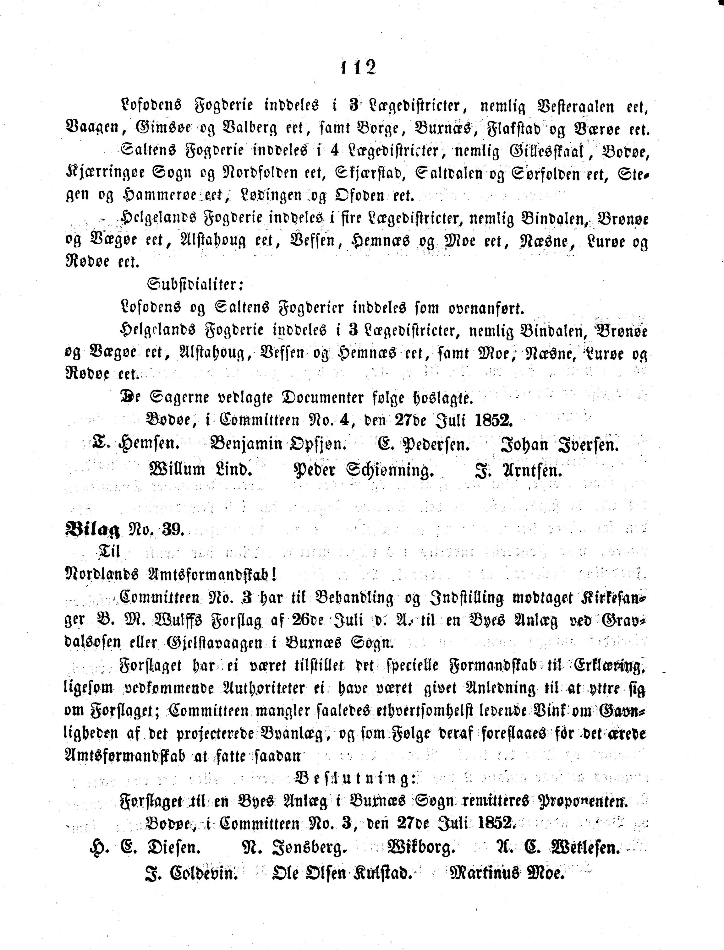 Nordland Fylkeskommune. Fylkestinget, AIN/NFK-17/176/A/Ac/L0003: Fylkestingsforhandlinger 1850-1860, 1850-1860