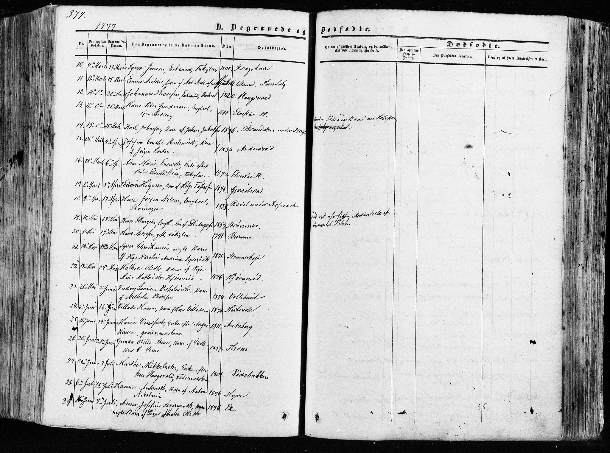 Råde prestekontor kirkebøker, AV/SAO-A-2009/F/Fa/L0006: Parish register (official) no. 6, 1854-1877, p. 374