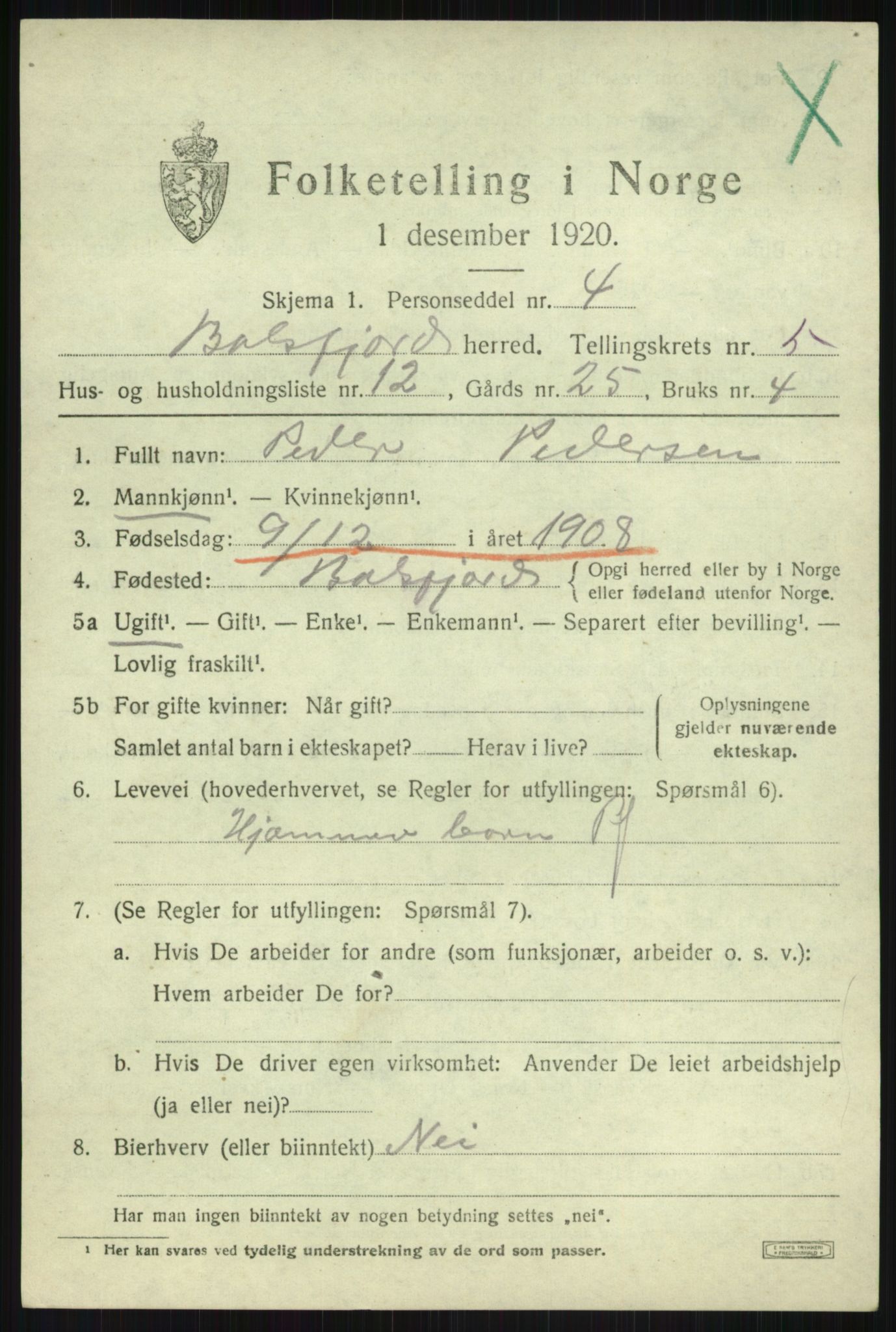SATØ, 1920 census for Balsfjord, 1920, p. 3256