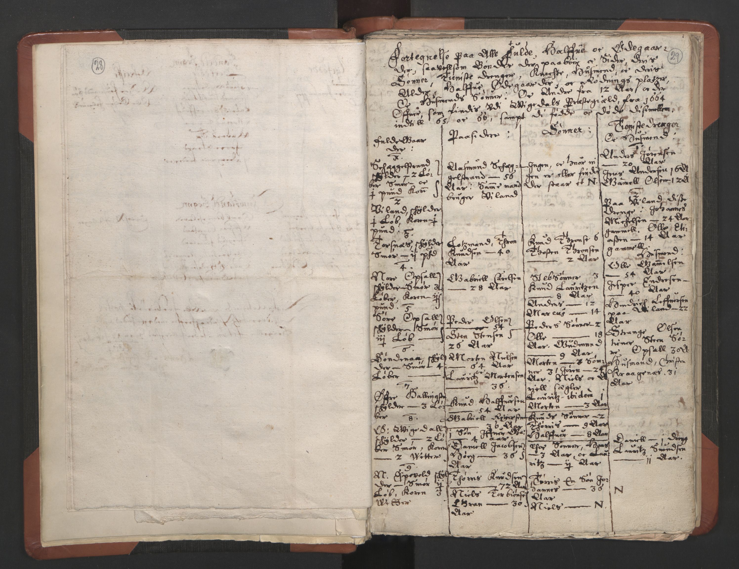 RA, Vicar's Census 1664-1666, no. 19: Ryfylke deanery, 1664-1666, p. 28-29