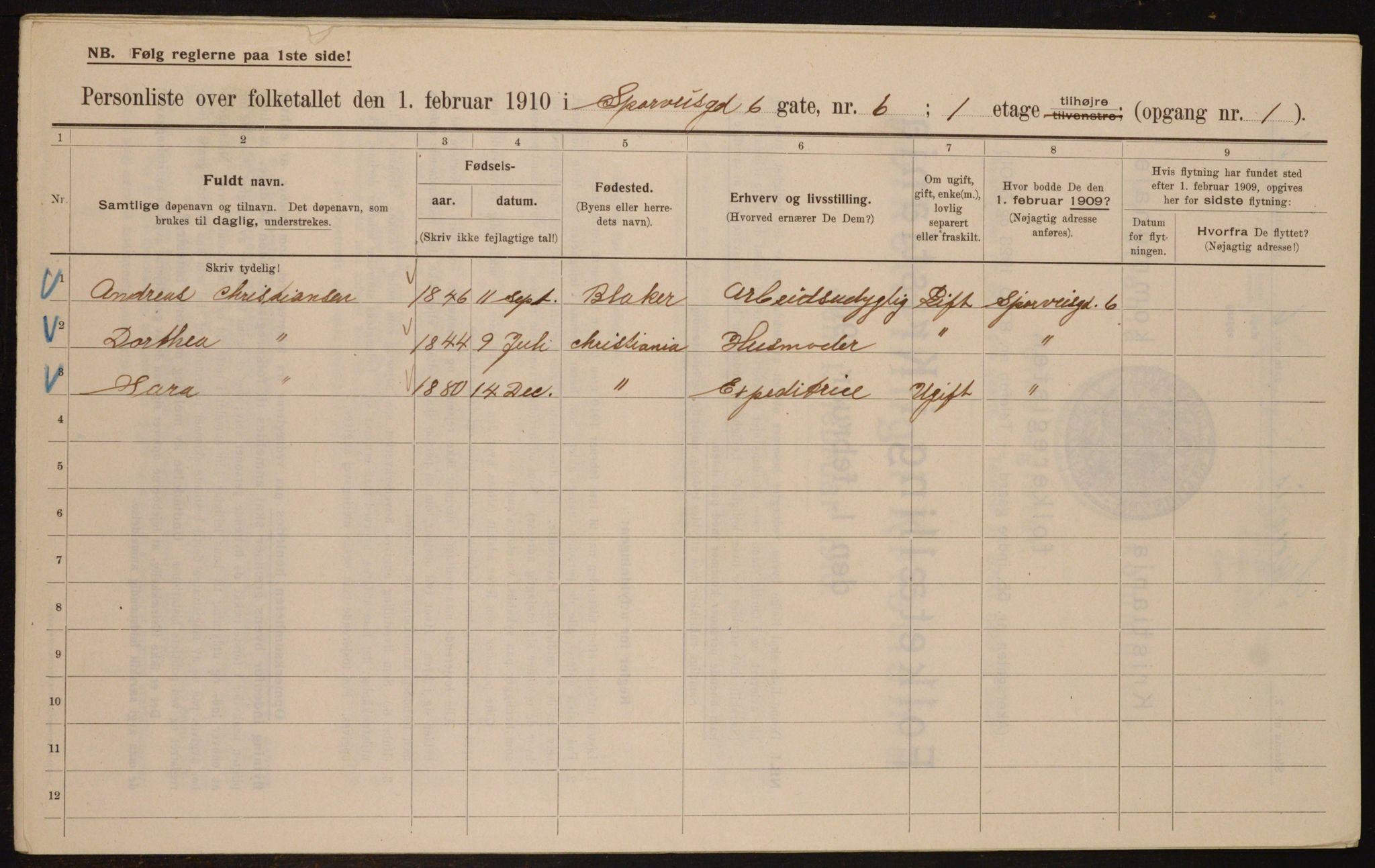 OBA, Municipal Census 1910 for Kristiania, 1910, p. 95535