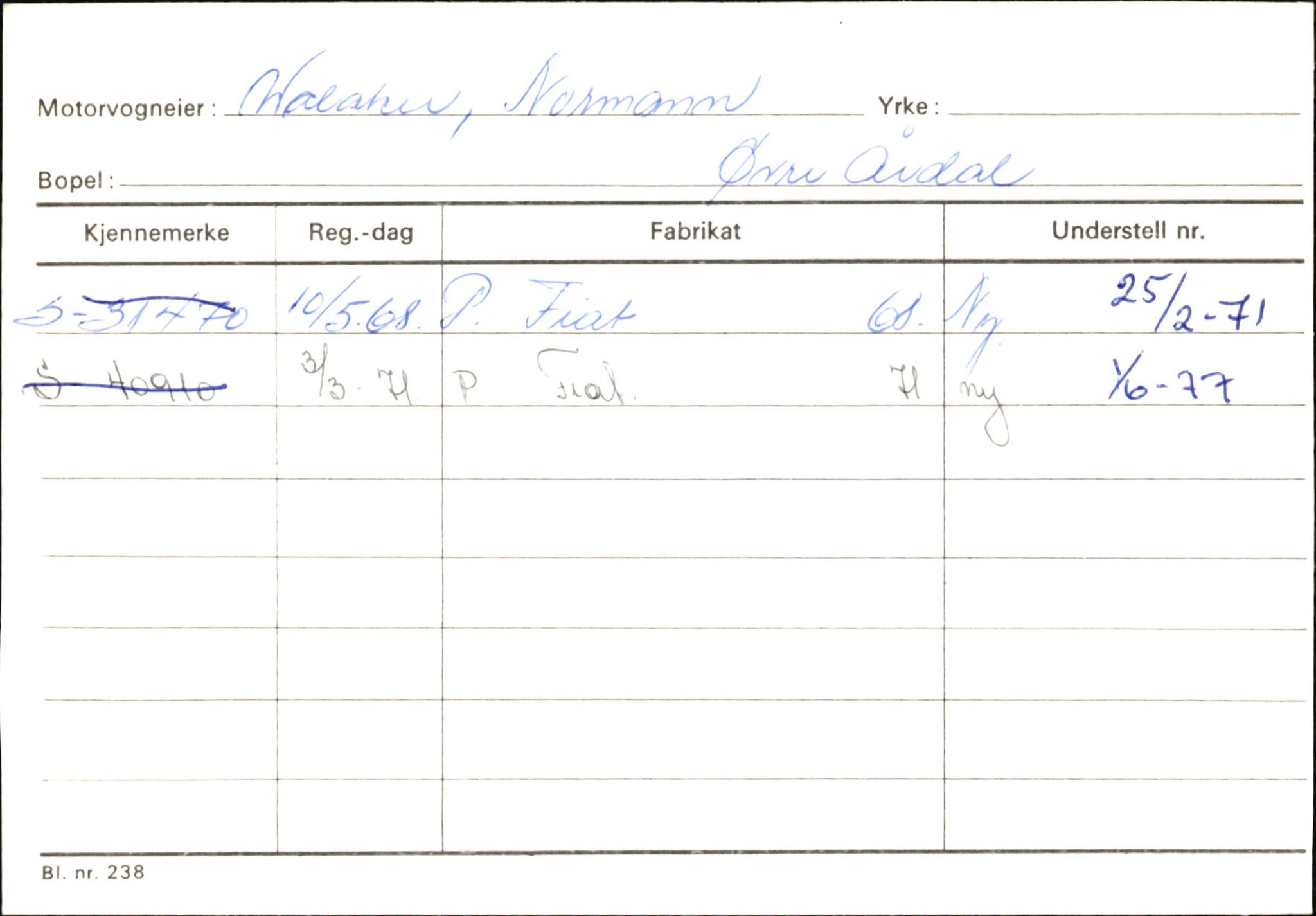 Statens vegvesen, Sogn og Fjordane vegkontor, AV/SAB-A-5301/4/F/L0146: Registerkort Årdal R-Å samt diverse kort, 1945-1975, p. 1292