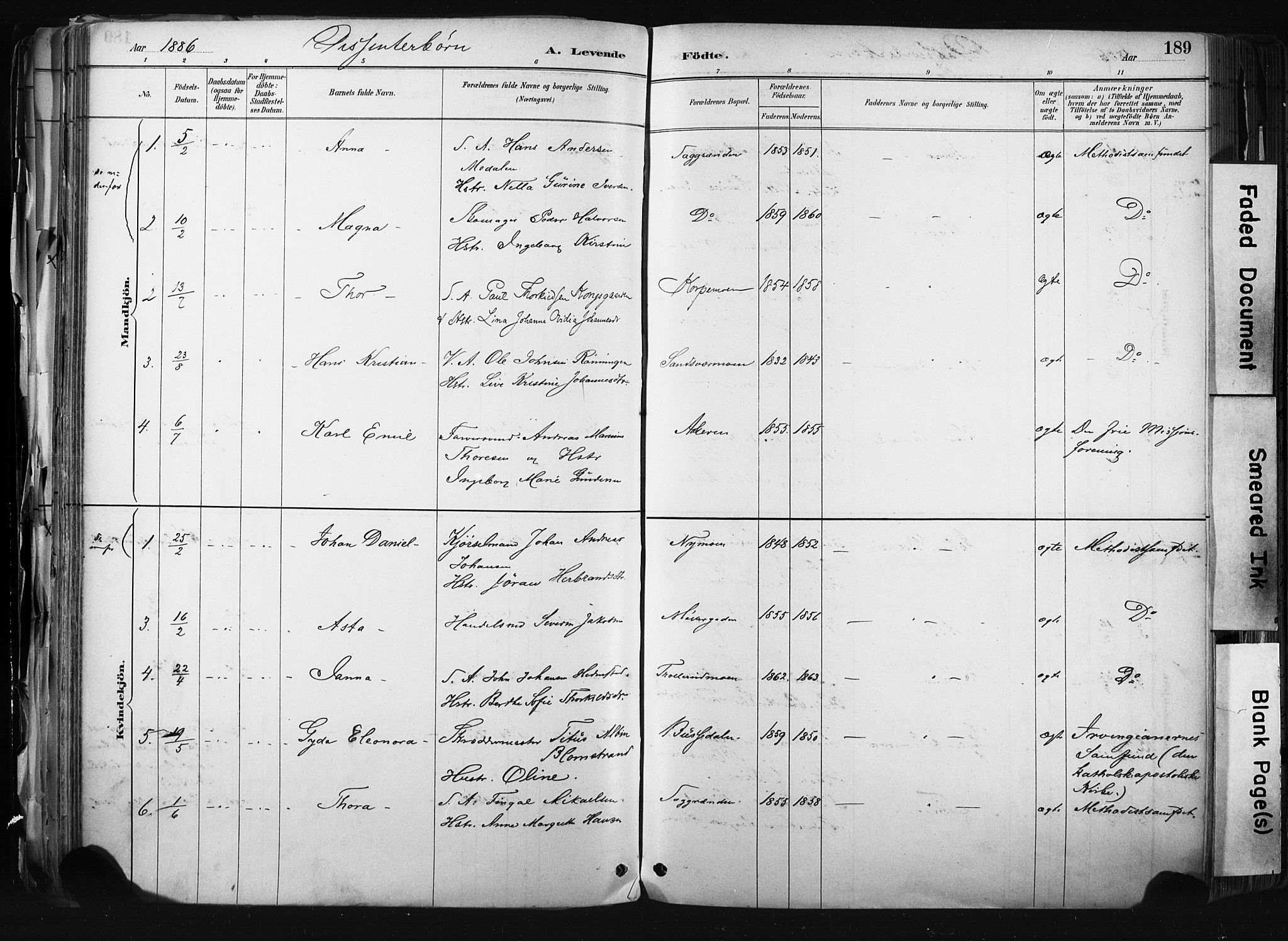 Kongsberg kirkebøker, SAKO/A-22/F/Fb/L0002: Parish register (official) no. II 2, 1886-1896, p. 189